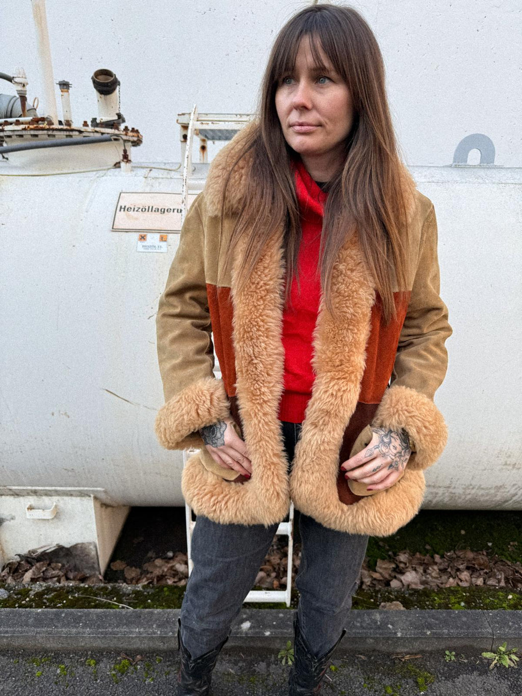 Rare 1970s Penny Lane Sheepskin Coat – Three-Colour Suede with Plush Shearling Trim