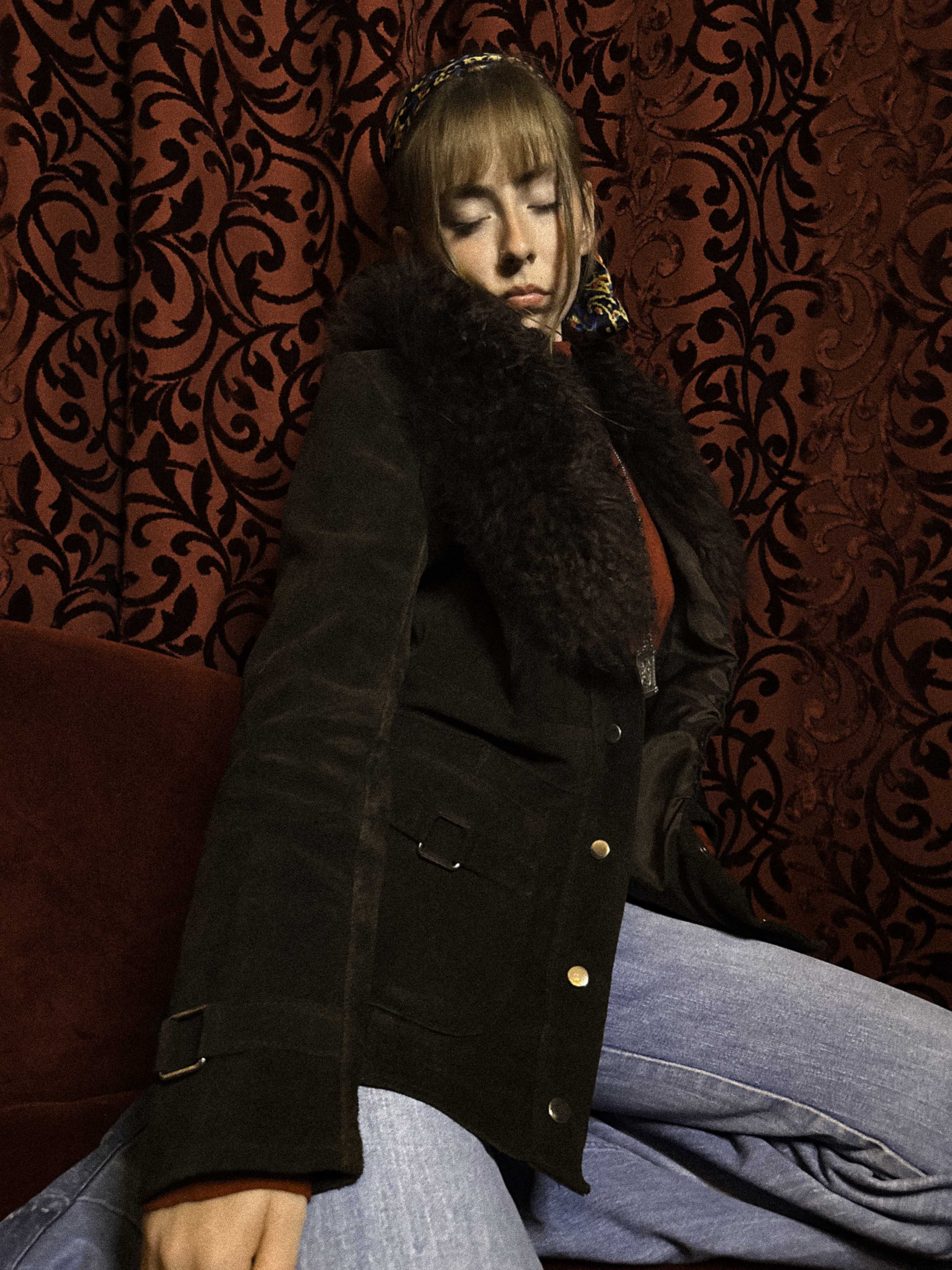 1970s Penny Lane Shearling Jacket – Deep Chocolate Brown with Lush Sheepskin Collar