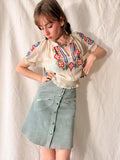 Vintage 1960s Powder Blue Suede A-Line Skirt