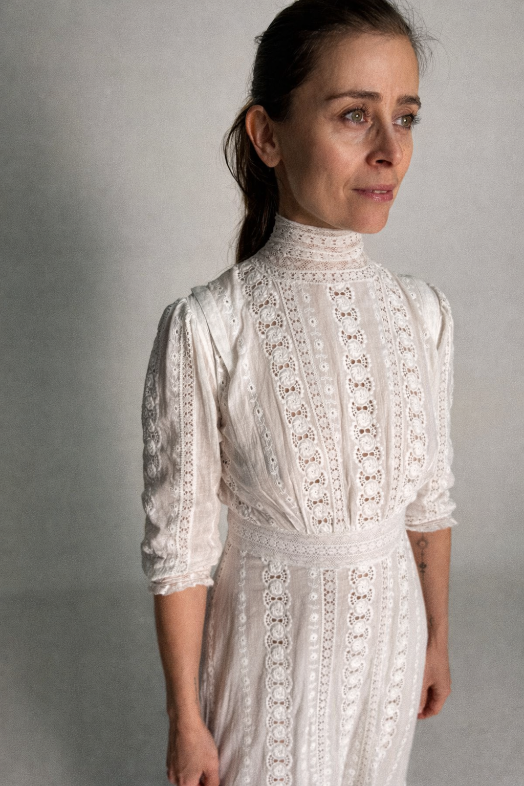 Edwardianisches weißes Baumwollspitzen-Tageskleid, ca. 1905–1912