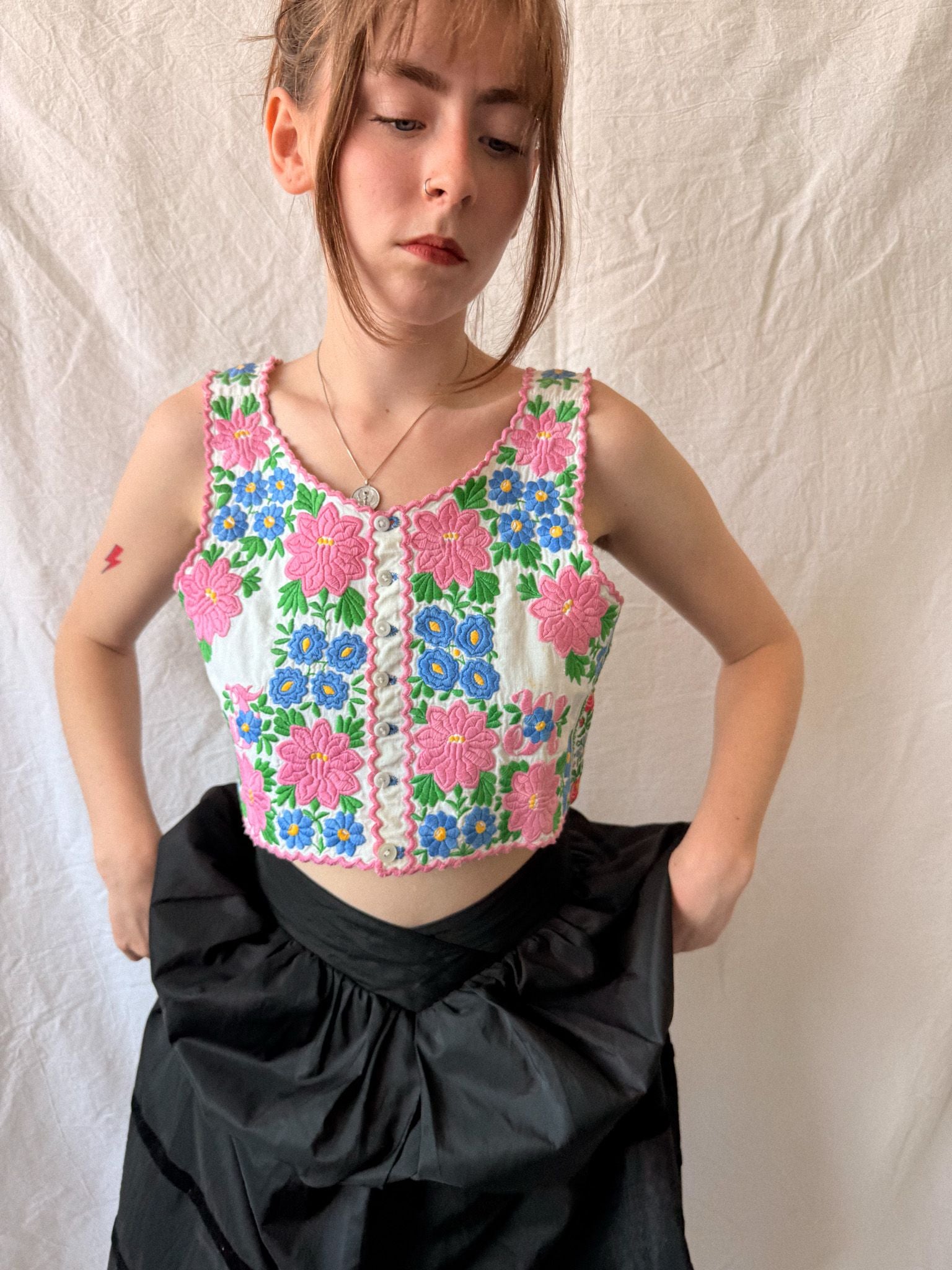 1930s–1940s Hungarian Folk Embroidered Bodice Vest