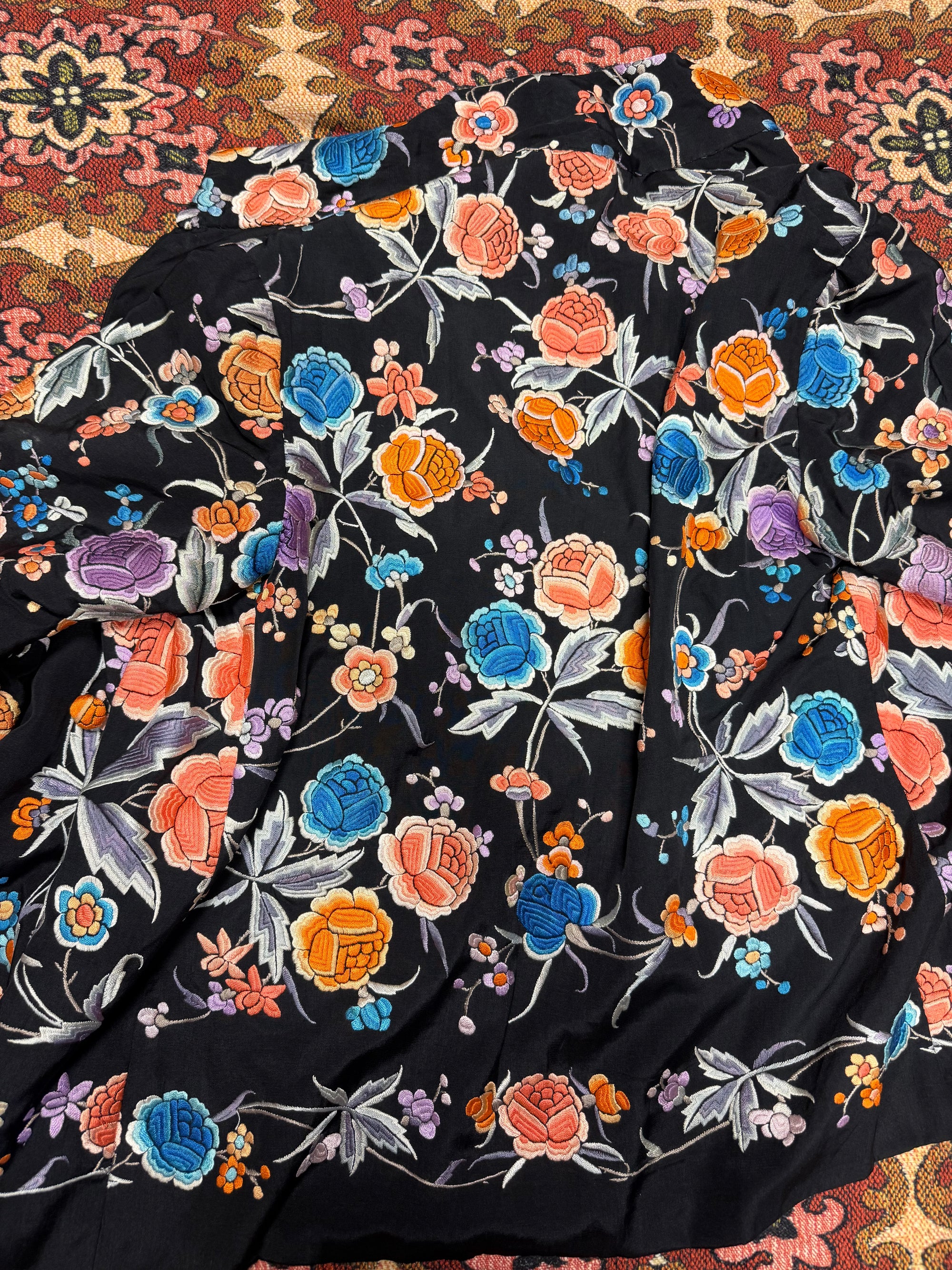 1920s Embroidered Silk Satin Jacket