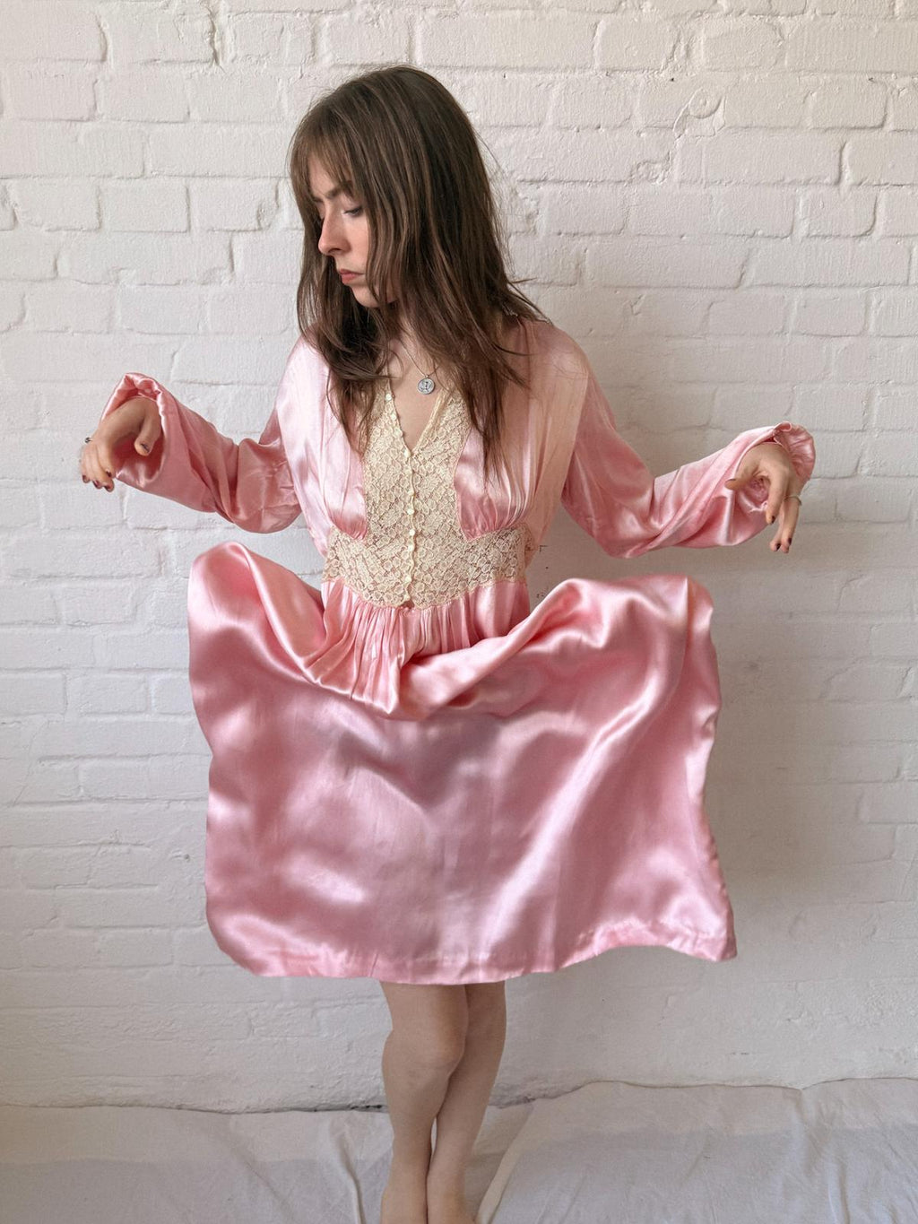 1930s Sik Satin and Lace Nightgown