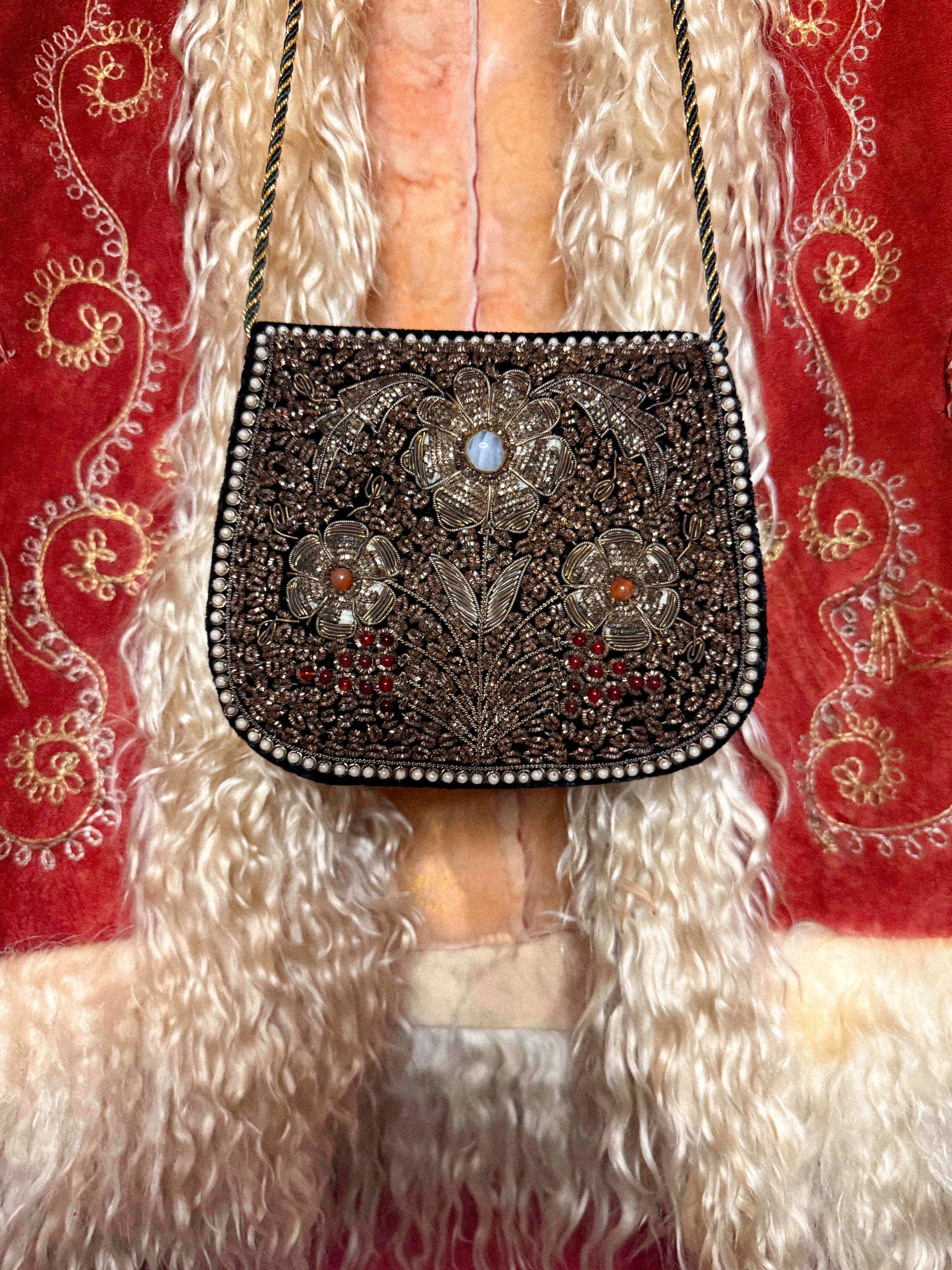 Late 20th Century Indian Zardozi-Style Embroidered Evening Bag