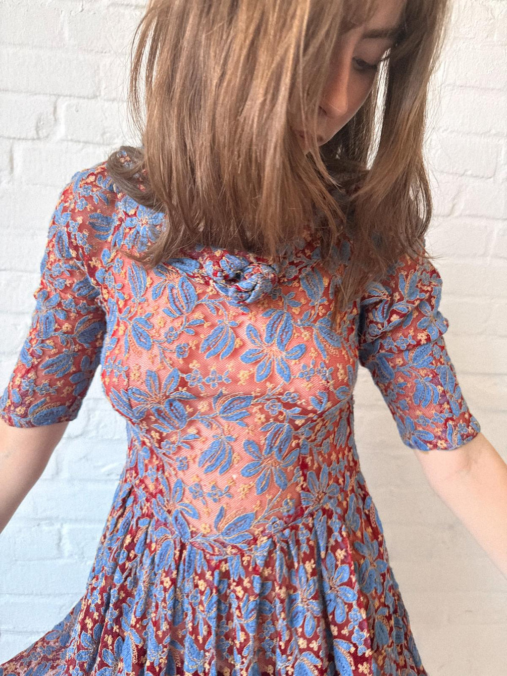 1930s Mesh and Embroidery Dress