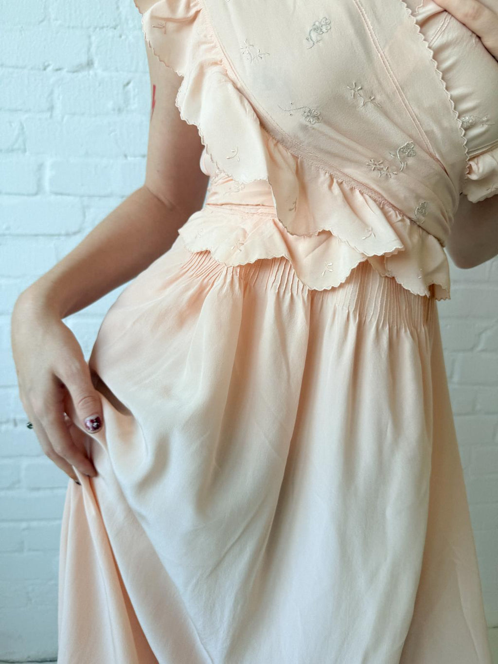 1930s Silk Tie-Up Nightgown