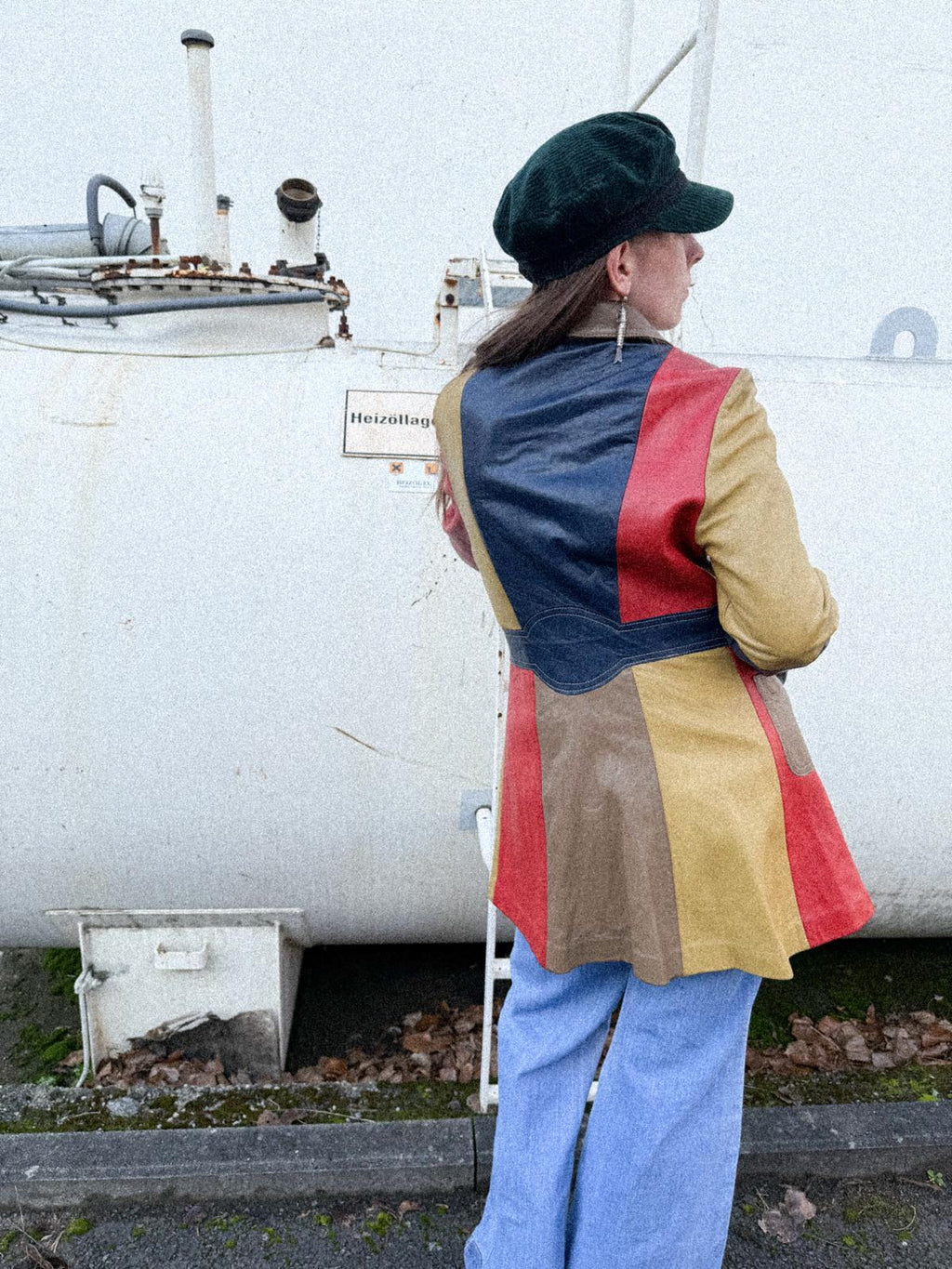 1960s / 70s Multicoloured Colourblock Leather Coat