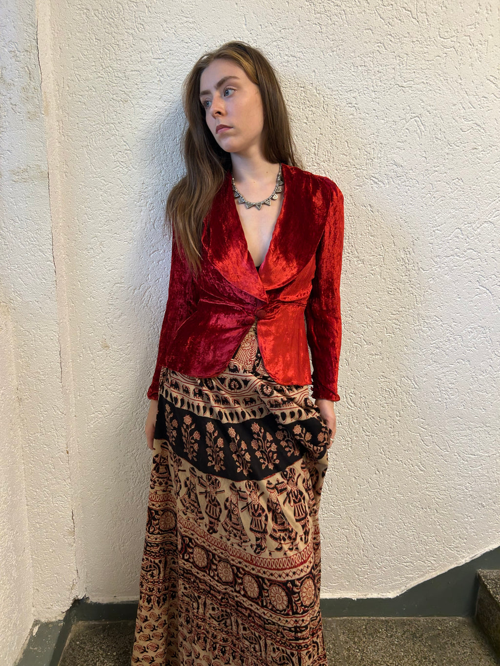 1930s Crimson Silk Velvet Jacket