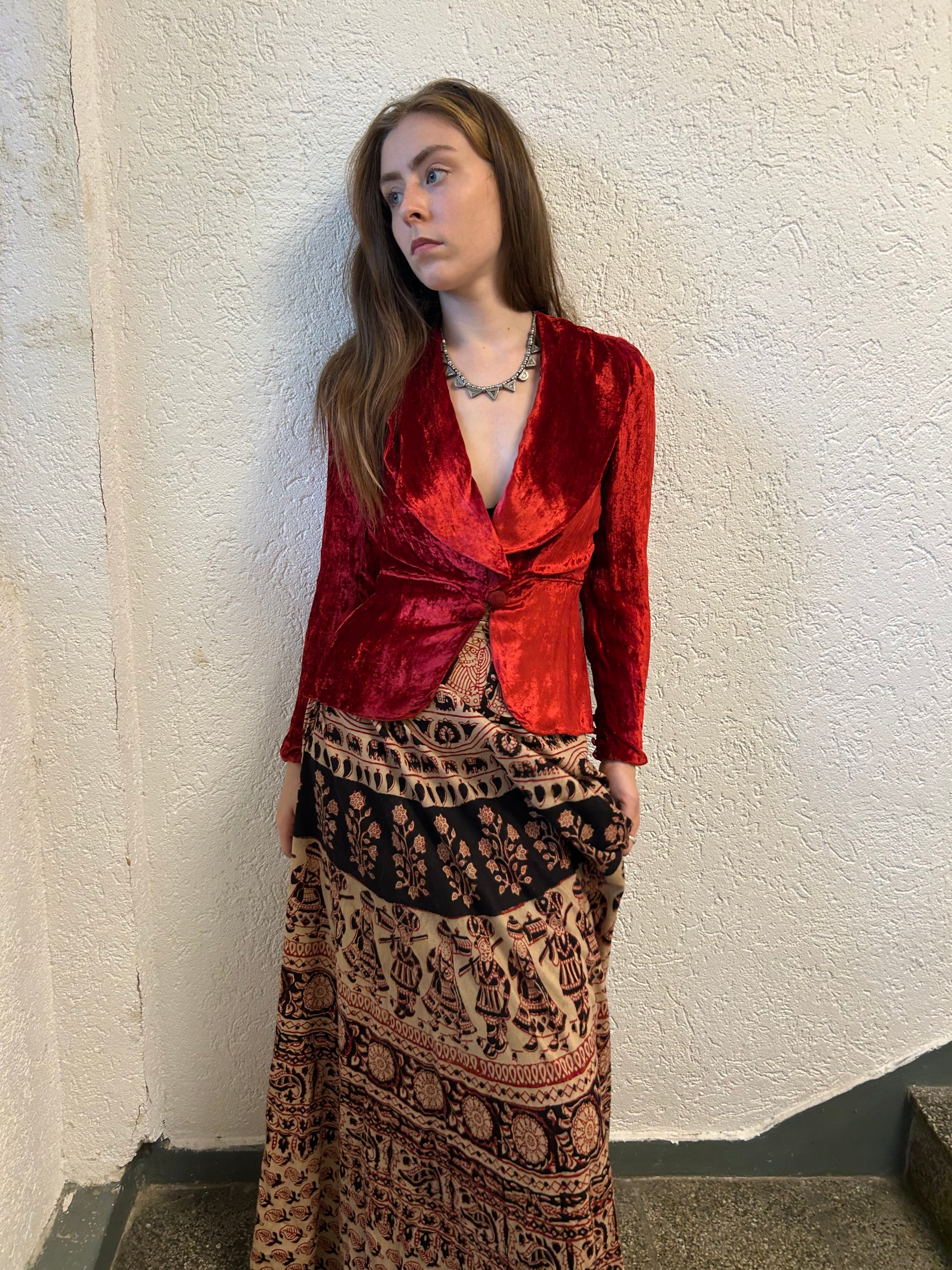 1930s Crimson Silk Velvet Jacket