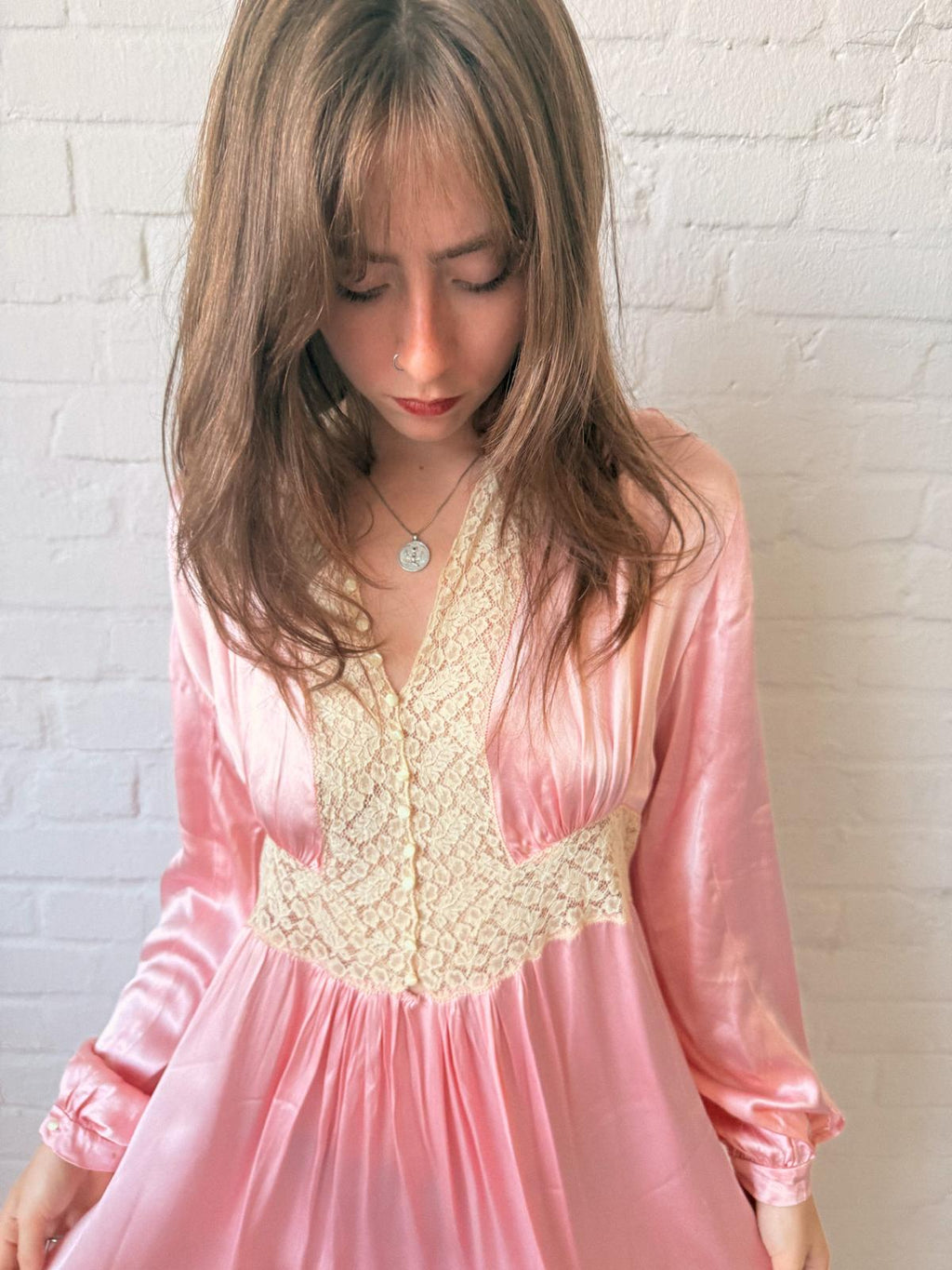 1930s Sik Satin and Lace Nightgown