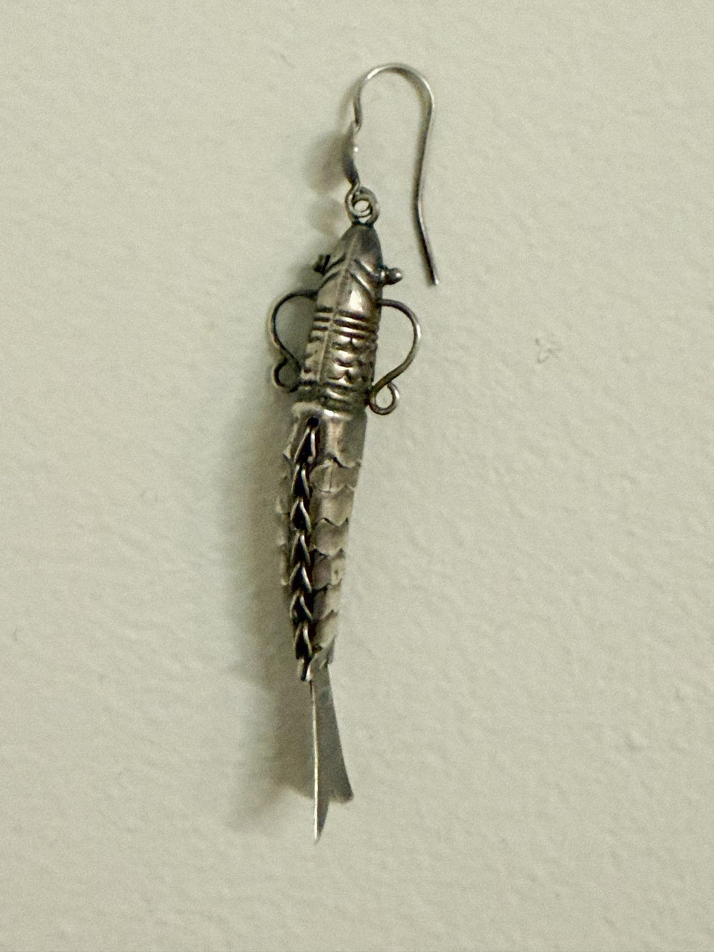 Vintage Sterling Silver Articulated Fish earrings