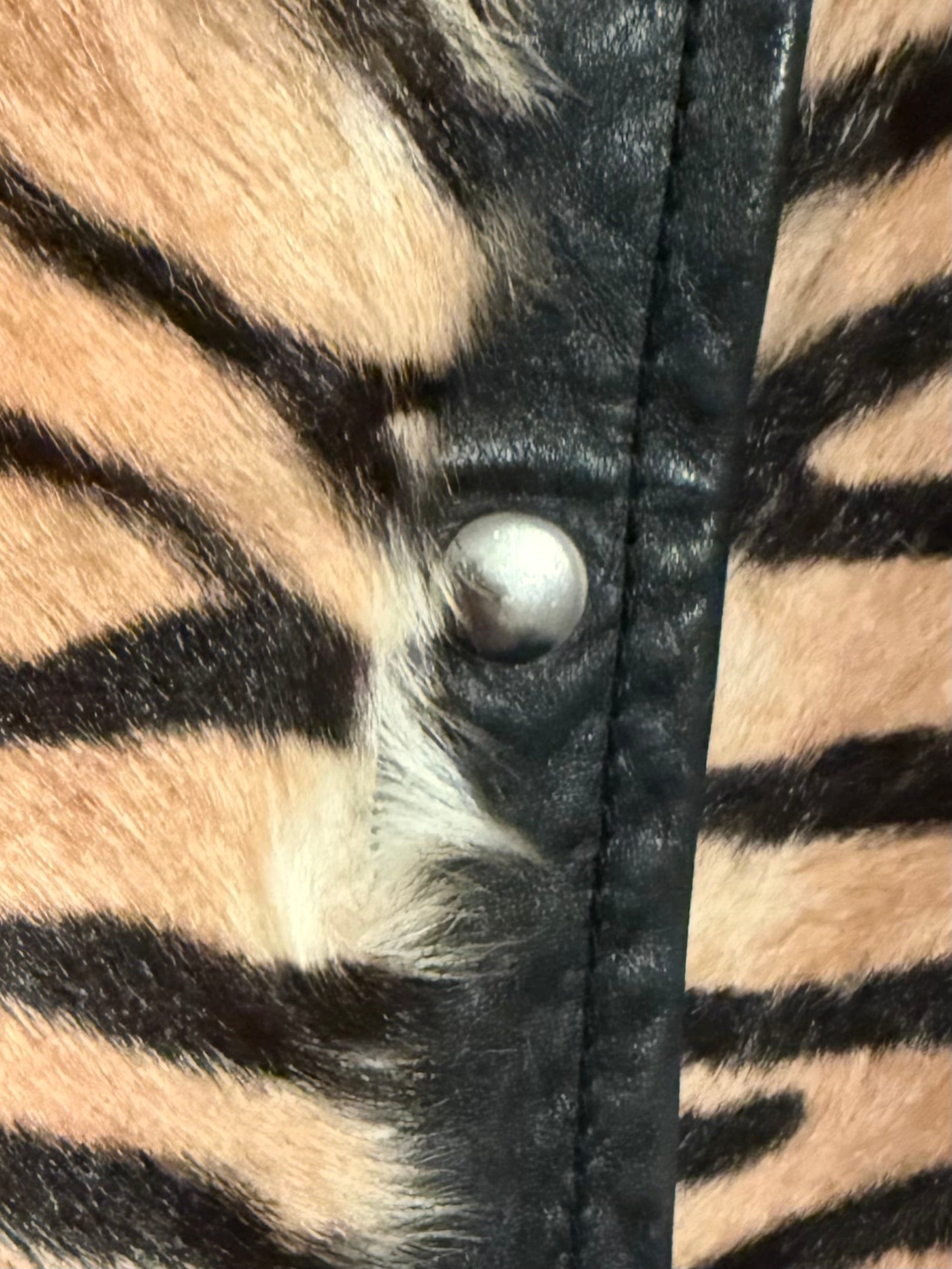 1970s Tiger Print Calf Hair & Leather Cropped Jacket