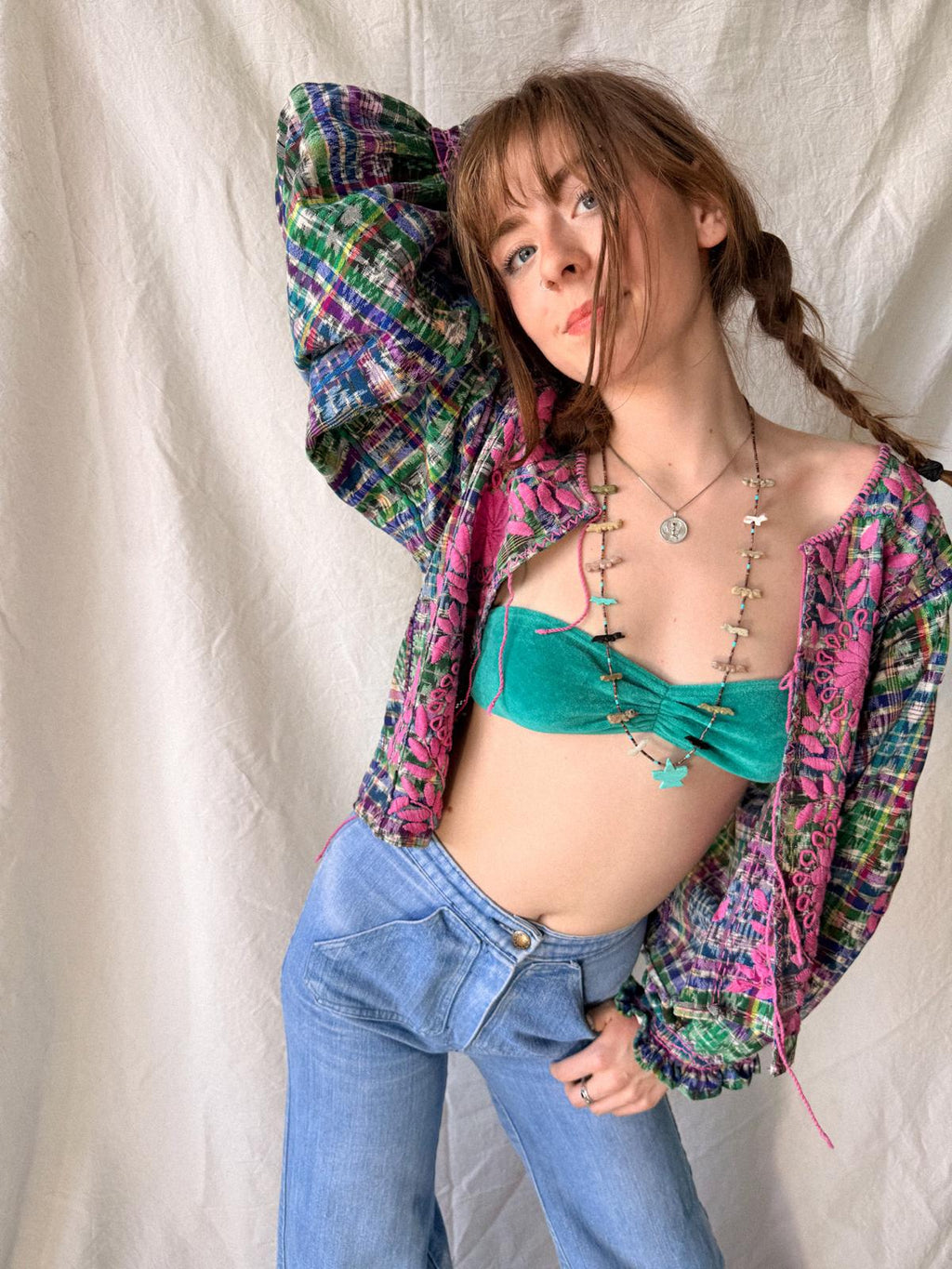 1970s Guatemalan Handwoven Huipil Jacket Blouse