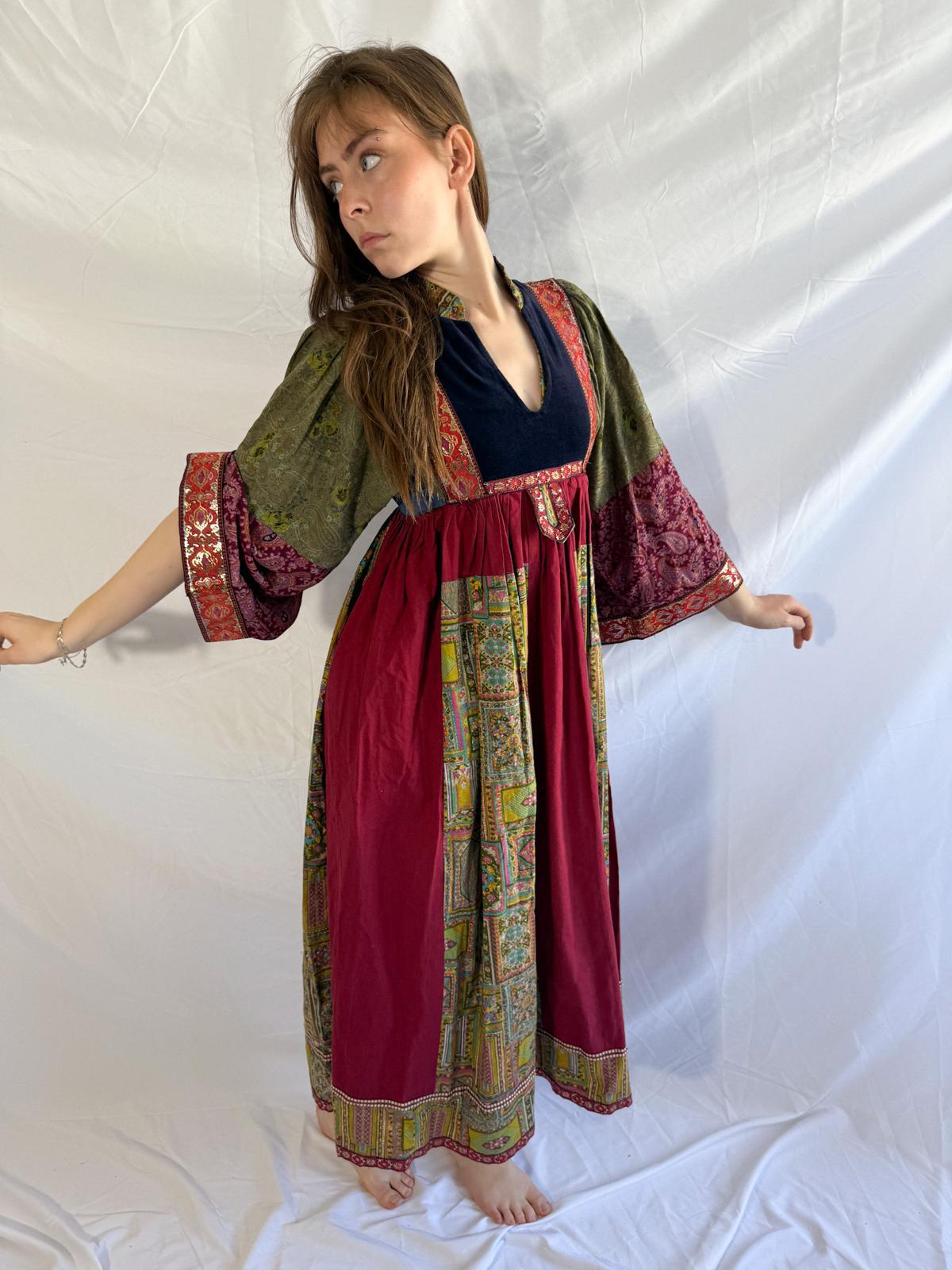 1970s Afghan Style Patchwork Dress