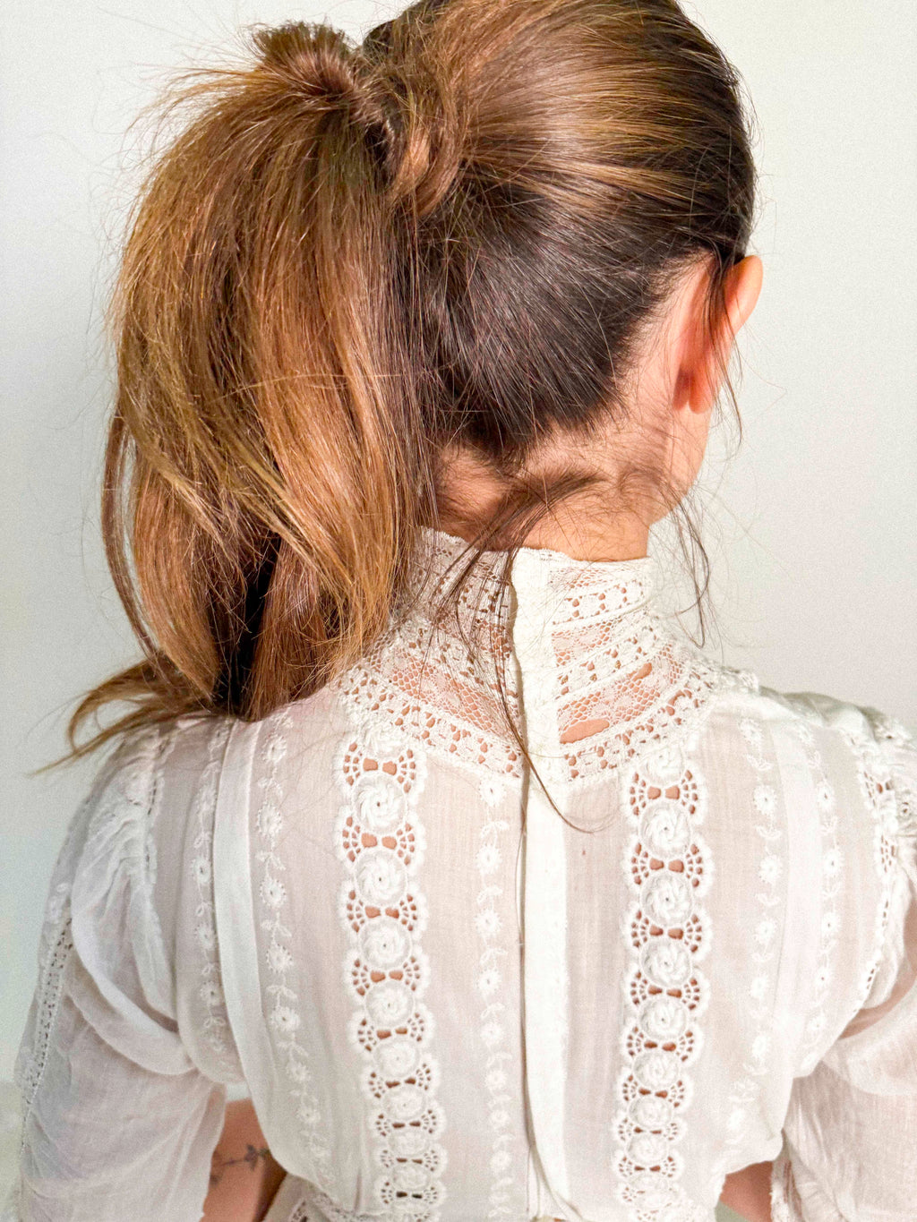 Edwardianisches weißes Baumwollspitzen-Tageskleid, ca. 1905–1912