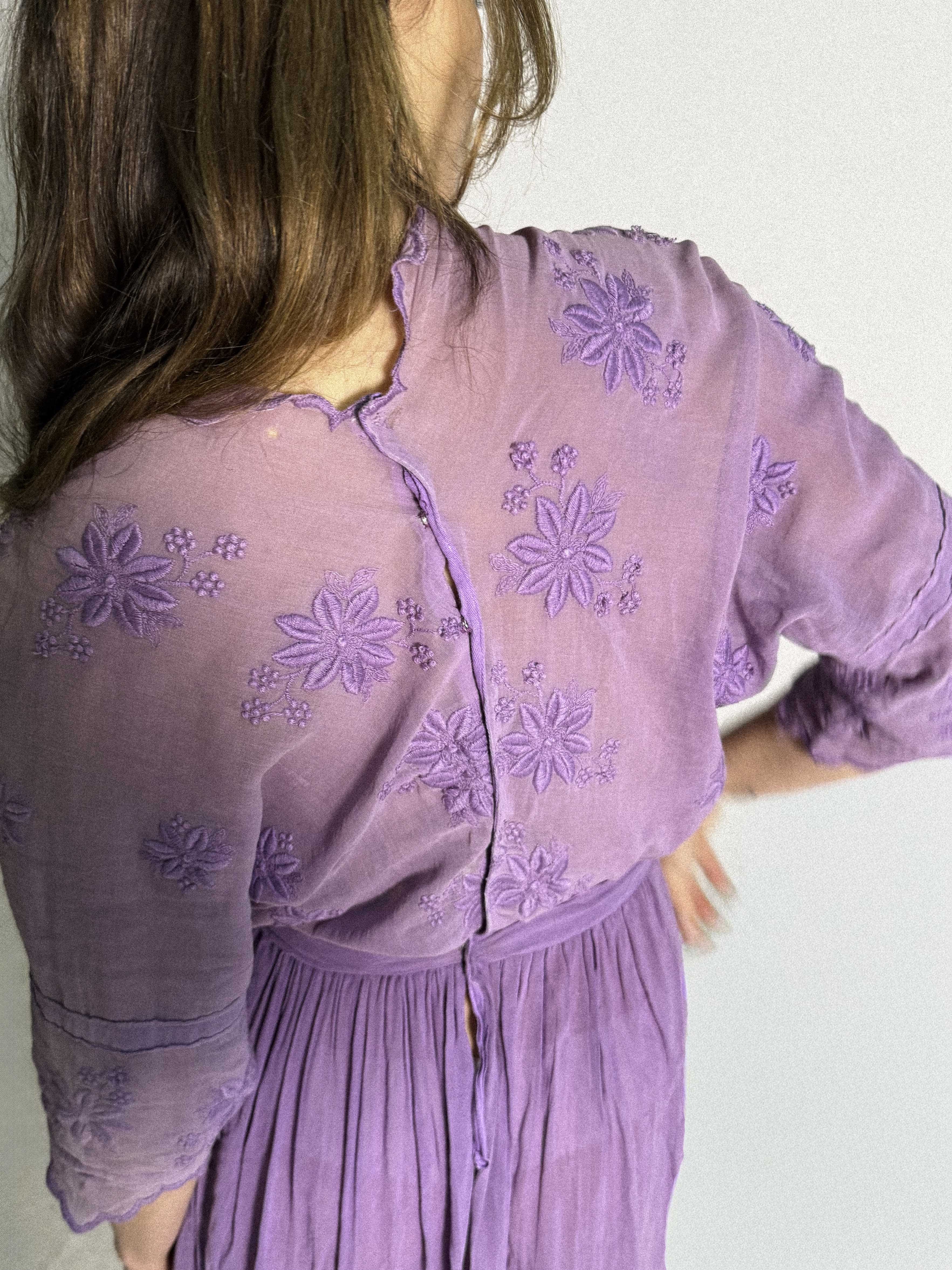 Original Edwardian Dress Dyed Purple in the 1970s