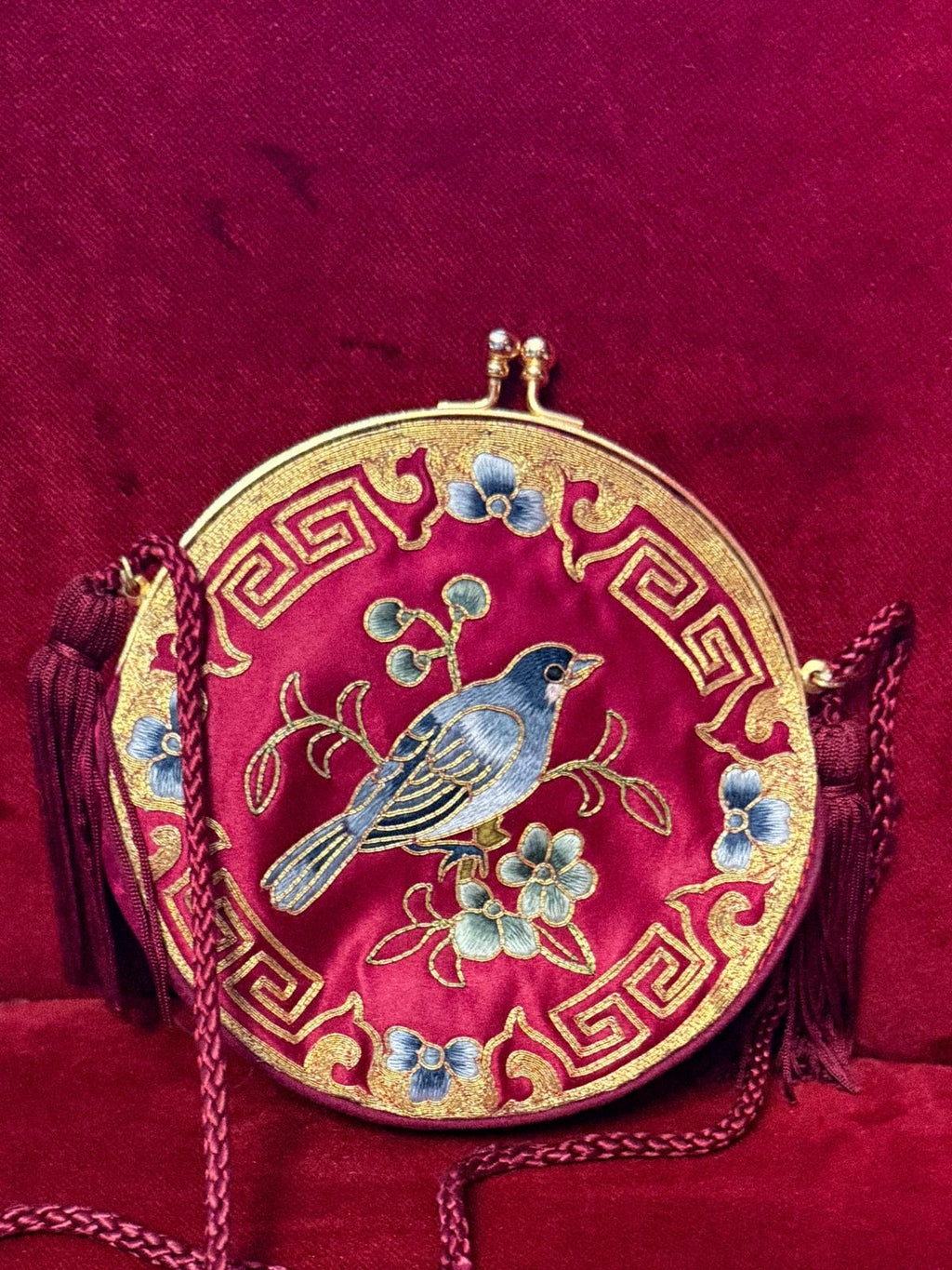Vintage 1970s Silk Bag with Embroidery