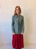 1970s Ice Blue Suede Dagger Collar Jacket Shirt