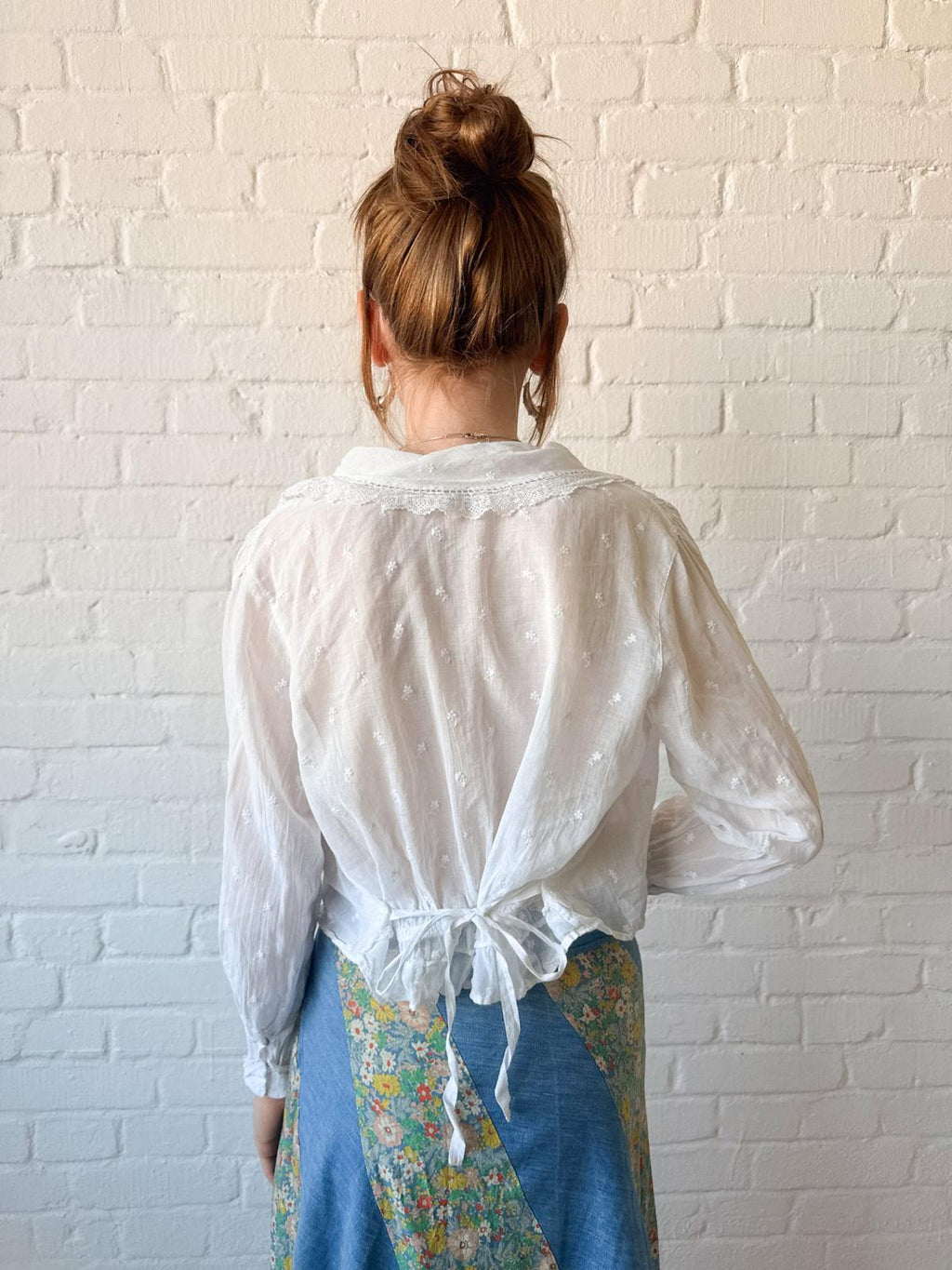1910s Edwardian Cotton Batiste Embroidered Blouse