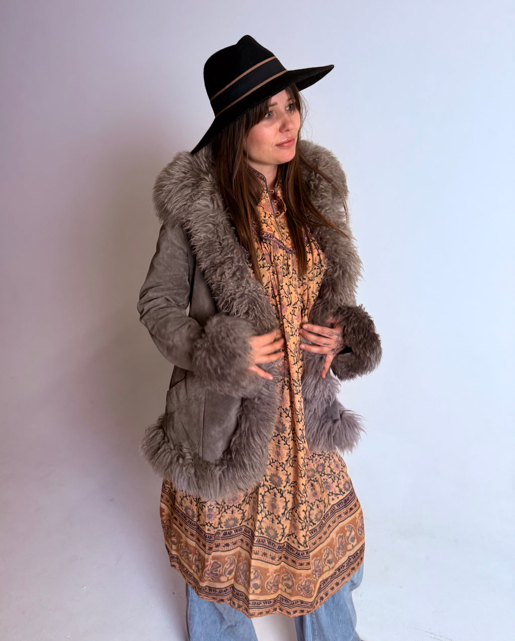 1970s Australian Sheepskin Grey Penny Lane Lammy Coat