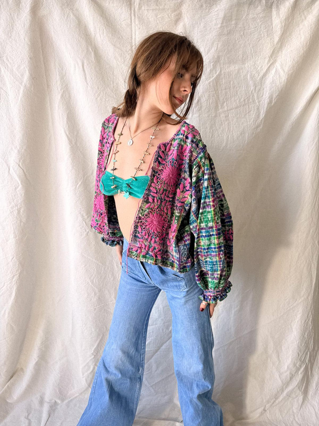 1970s Guatemalan Handwoven Huipil Jacket Blouse