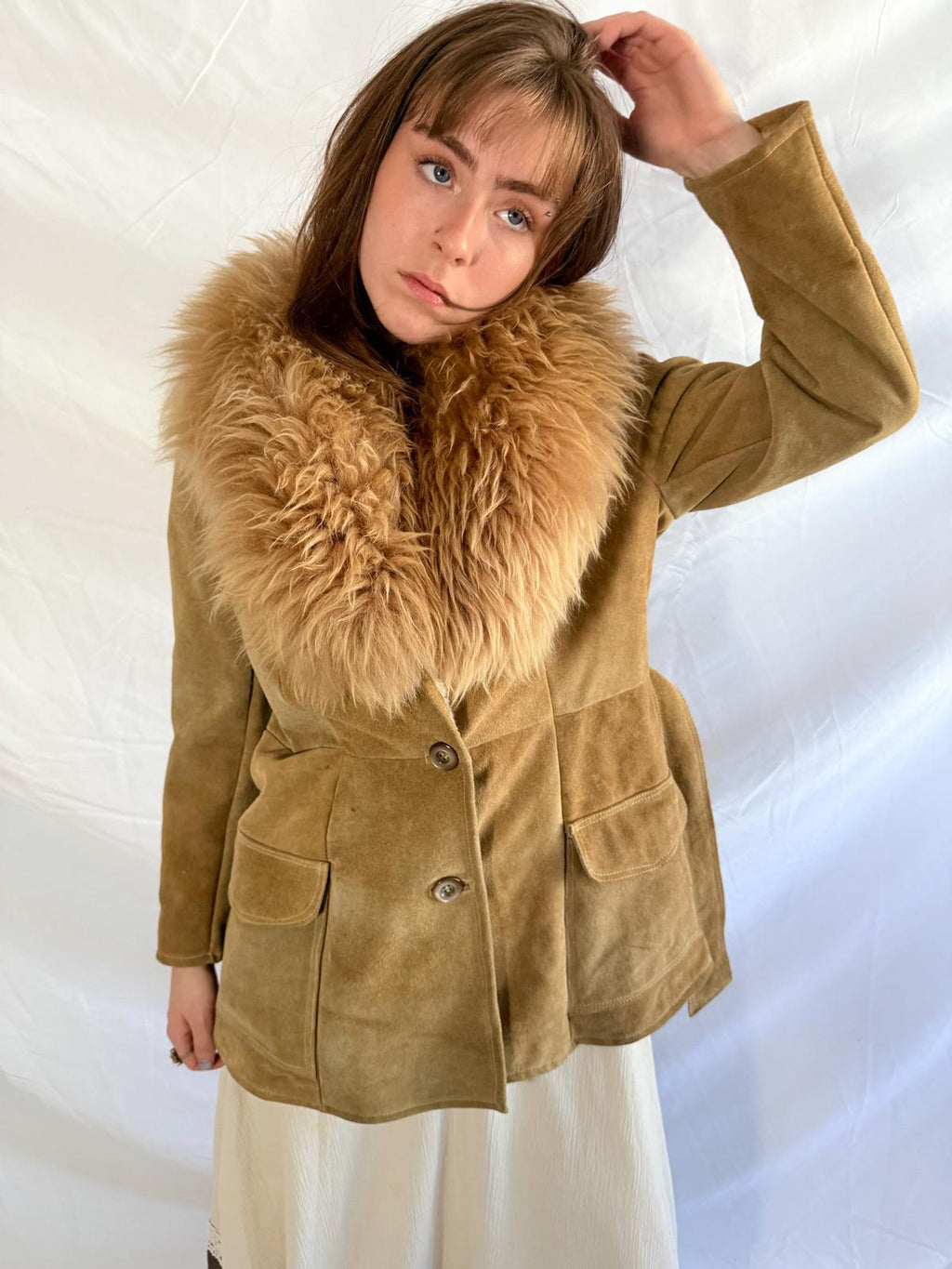 Penny Lane Jacke aus den 70ern mit Kunstfellkragen