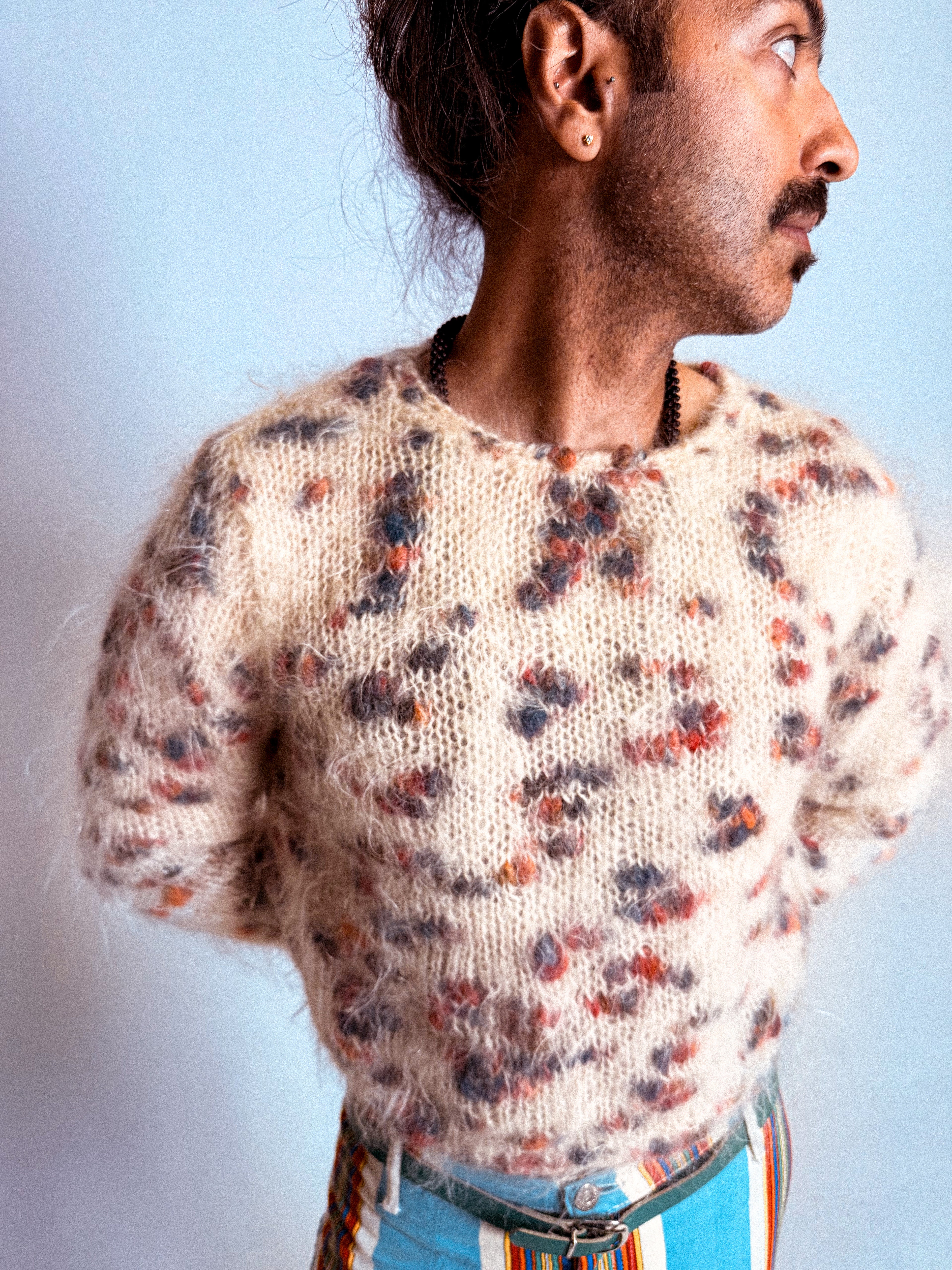1980s Cropped Rainbow Mohair Sweater