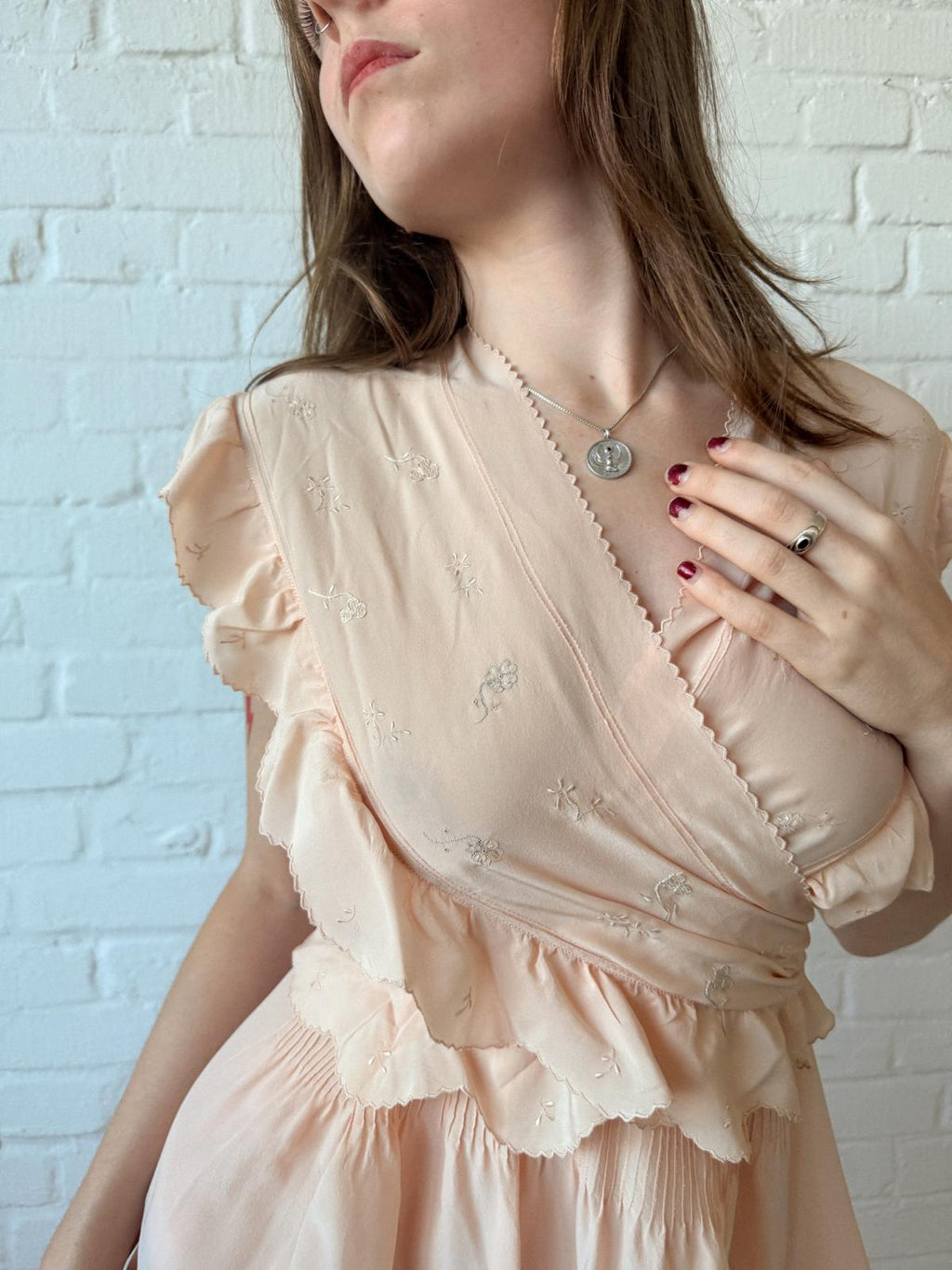1930s Silk Tie-Up Nightgown