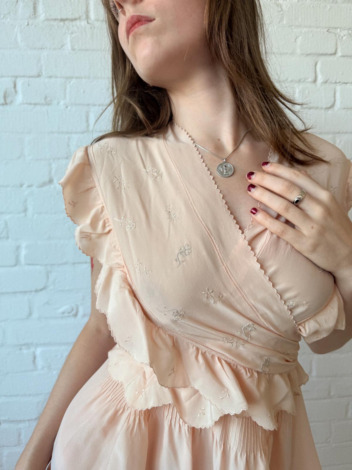 1930s Silk Tie-Up Nightgown