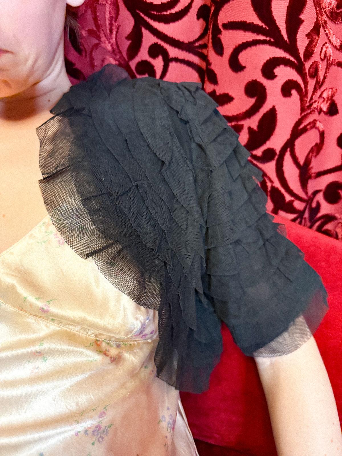 1930s Black Tulle Ruffle Bolero