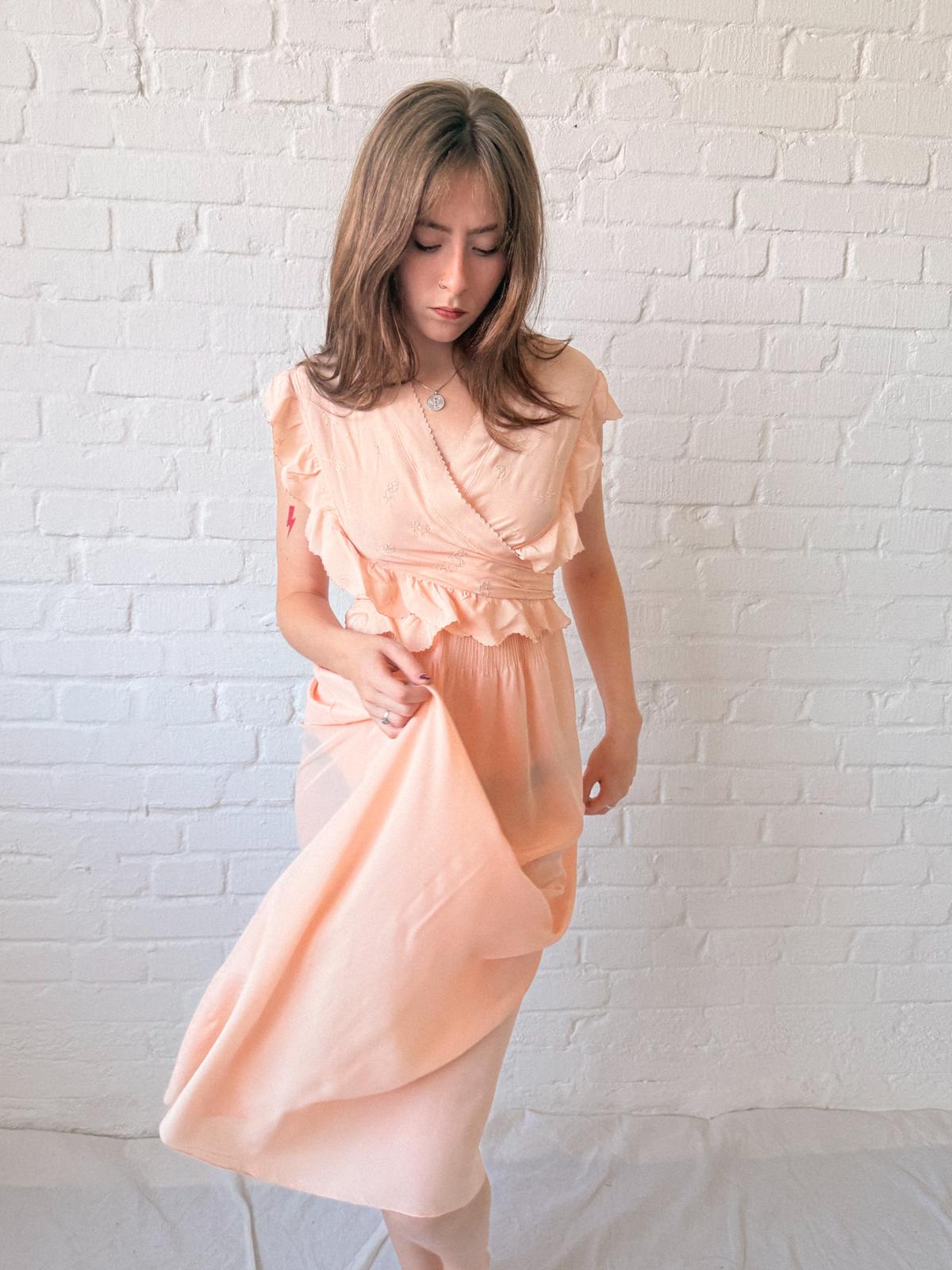 1930s Silk Tie-Up Nightgown