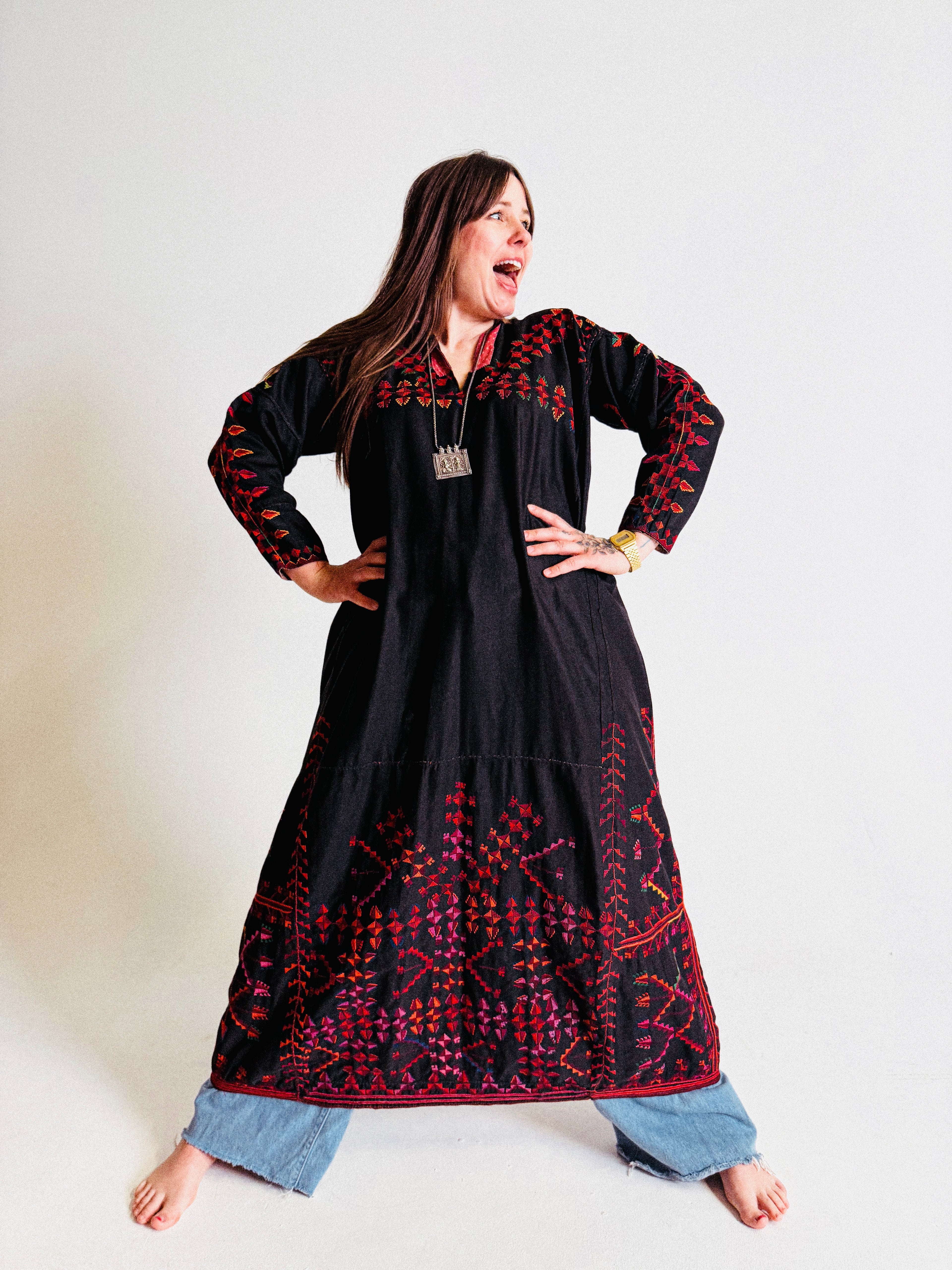 1960s Levantine Long Embroidered Dress