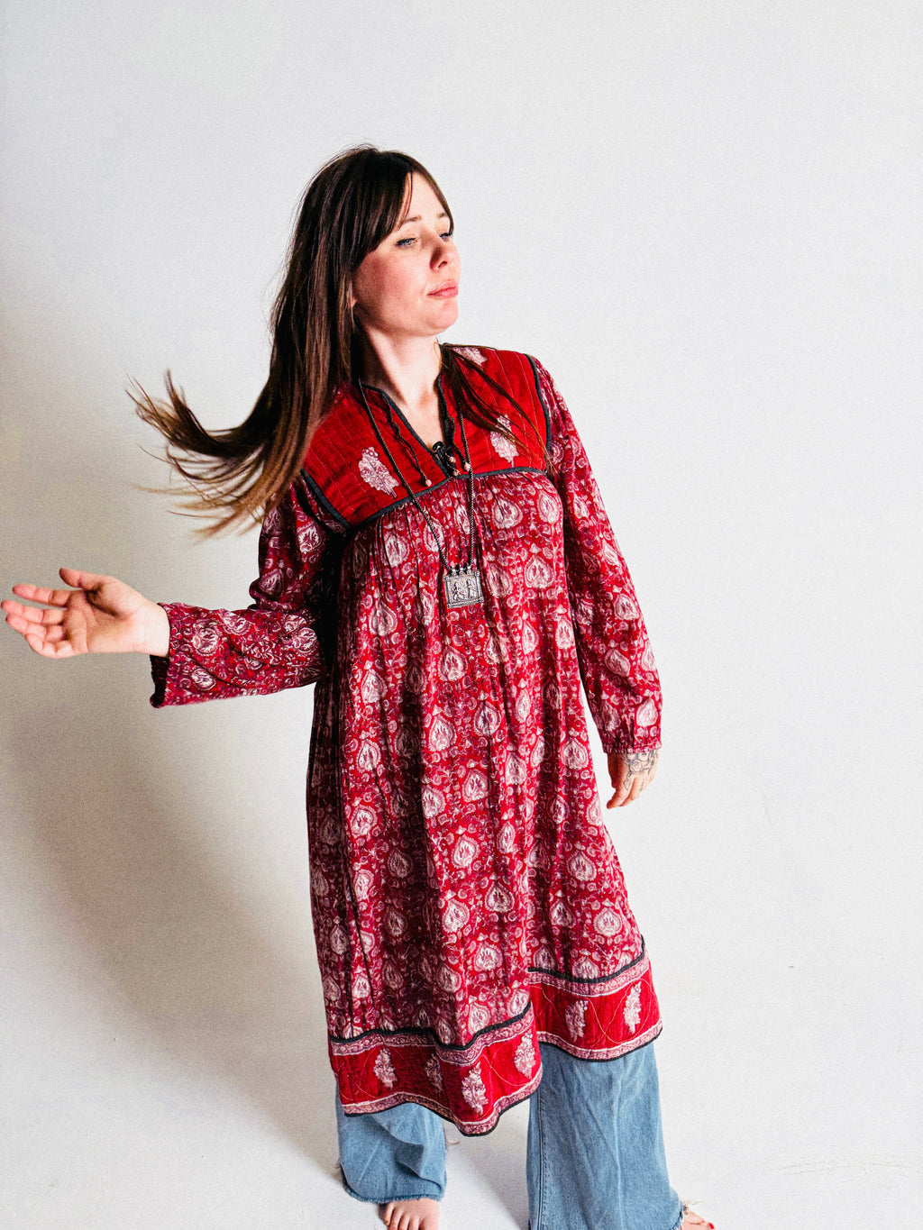 Vintage 1970s "Made in India" Cotton Gauze Dress