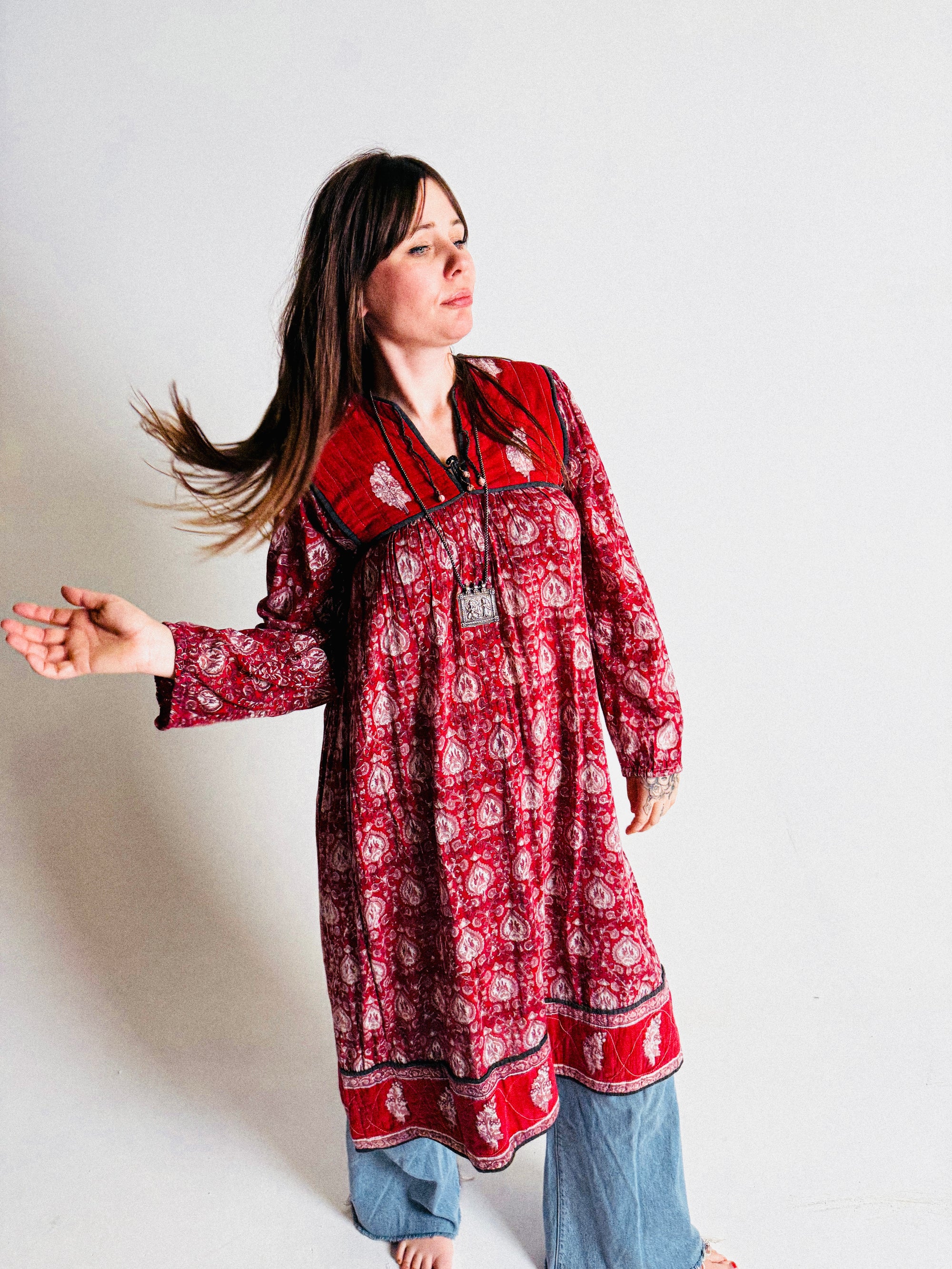 Vintage 1970s "Made in India" Cotton Gauze Dress