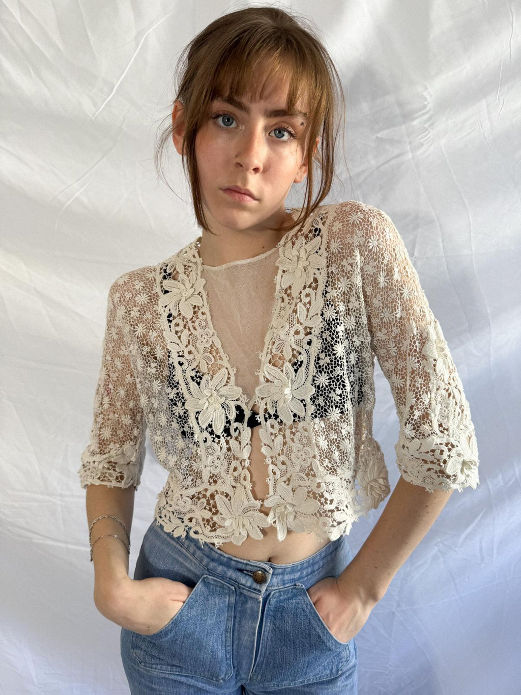 Antique Edwardian Irish Lace Bodice Blouse
