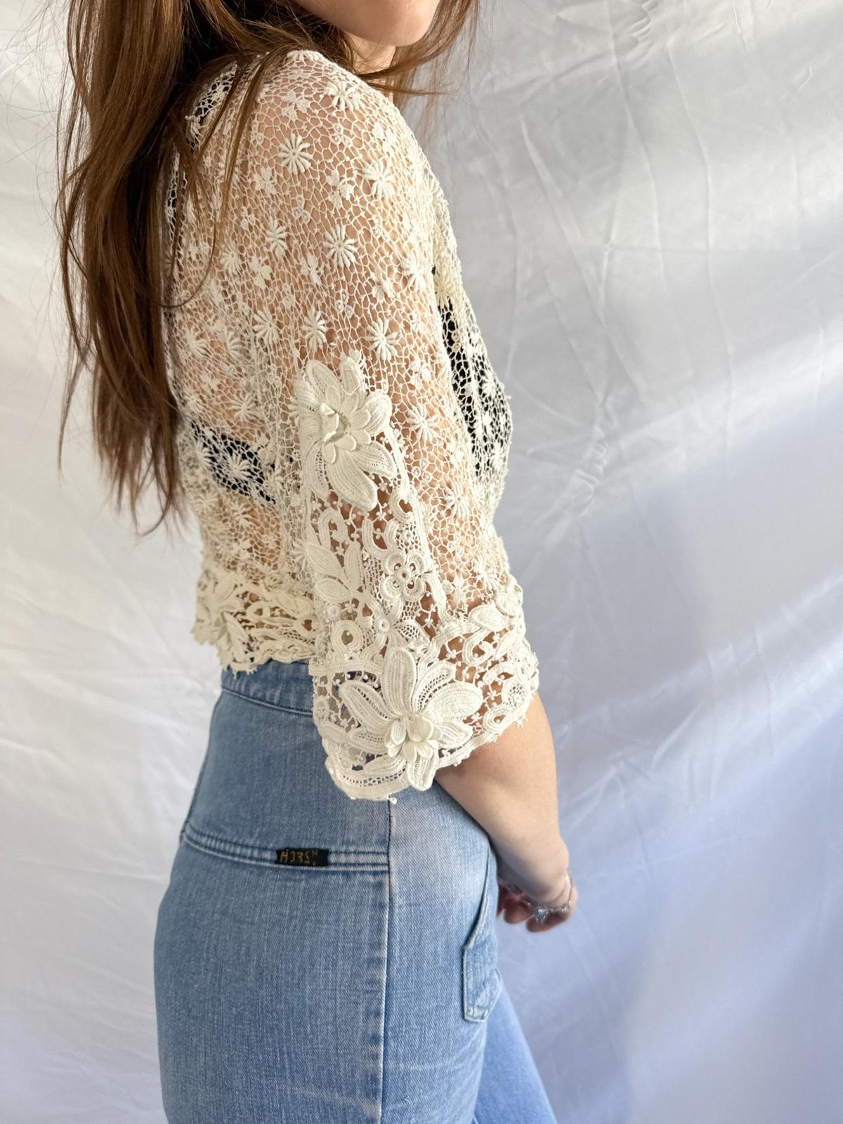 Antique Edwardian Irish Lace Bodice Blouse