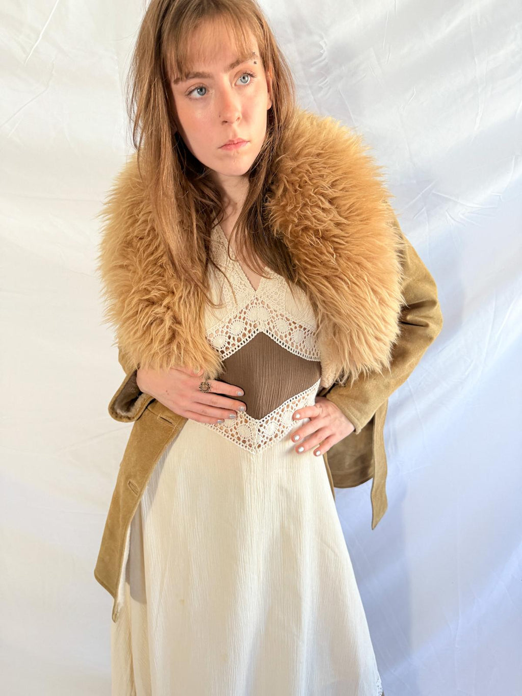 Penny Lane Jacke aus den 70ern mit Kunstfellkragen