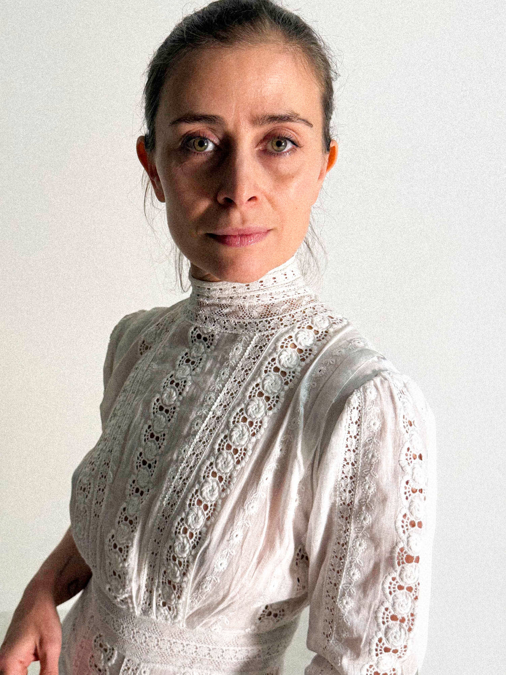 Edwardianisches weißes Baumwollspitzen-Tageskleid, ca. 1905–1912