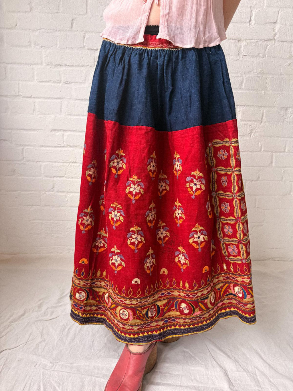 1960s Gujarati Embroidered Folk Skirt