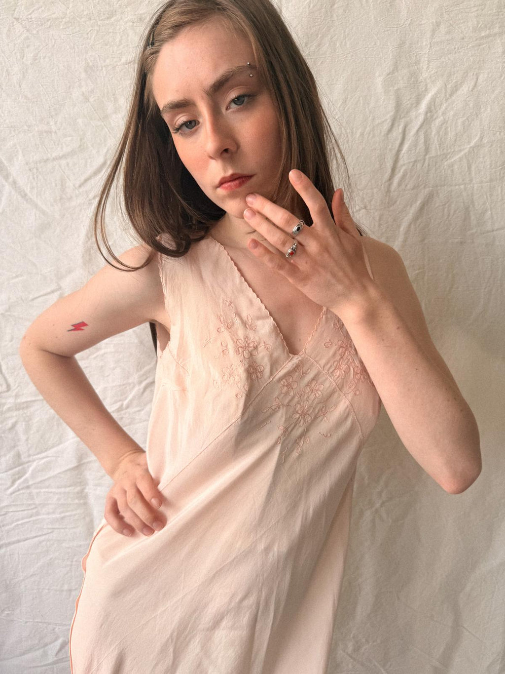 1930s Baby Pink Bias-Cut Silk Slip Dress