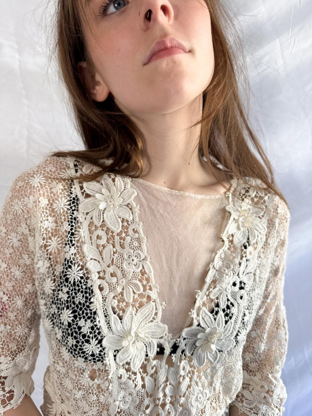 Antique Edwardian Irish Lace Bodice Blouse
