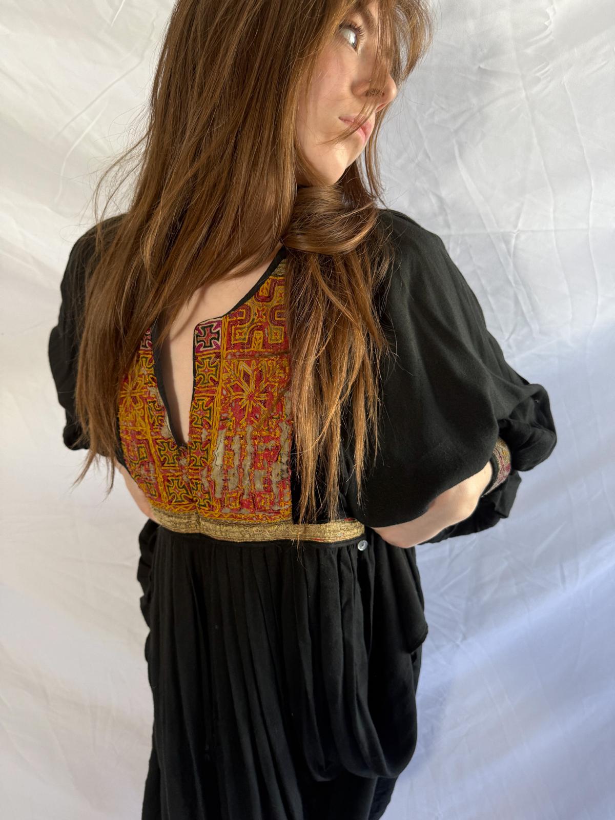 1970s Afghan Dress with Antique Textile Features