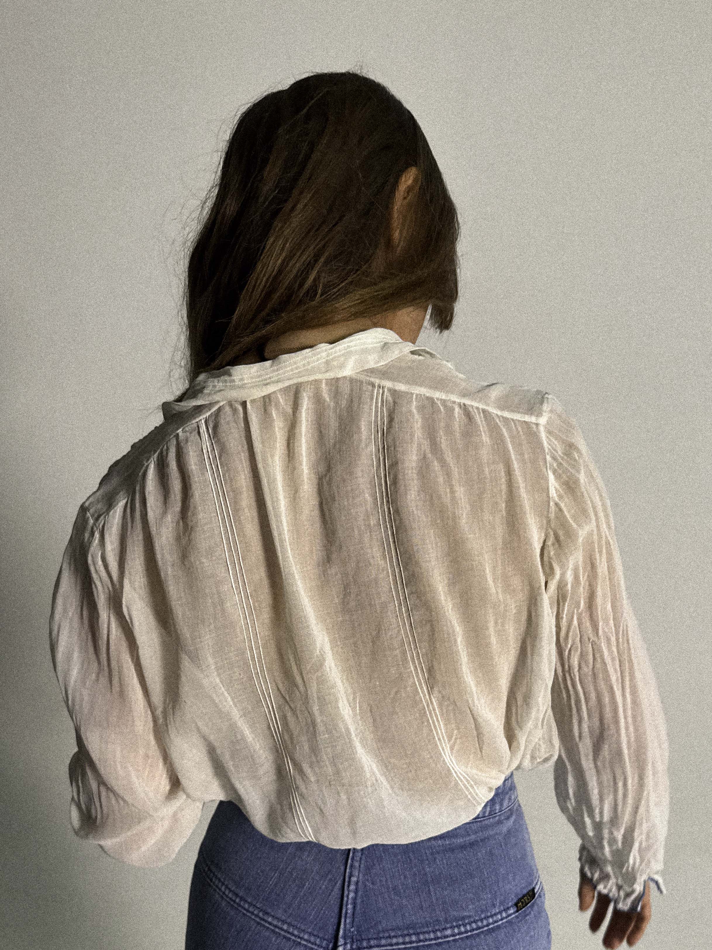 1930s Embroidered Cotton Gauze Blouse