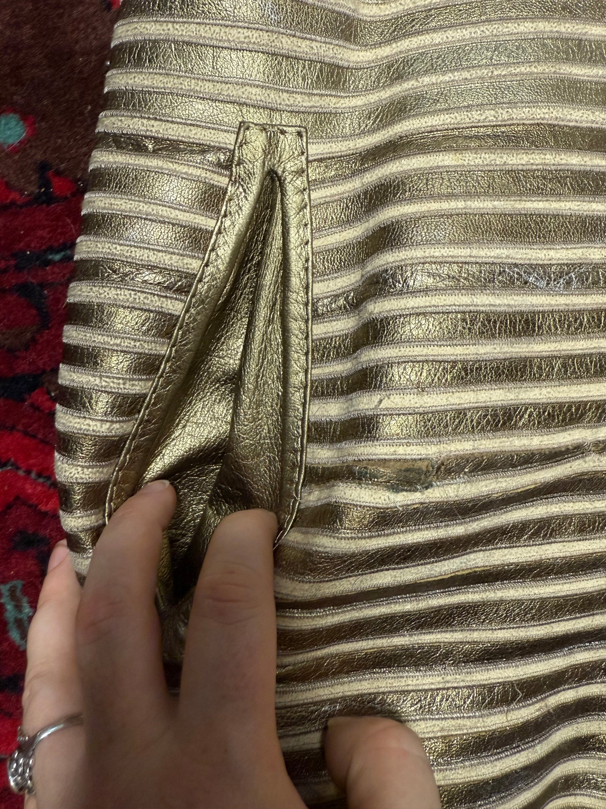 Sensationally Rare 1970s Metallic Leather and Fox Jacket