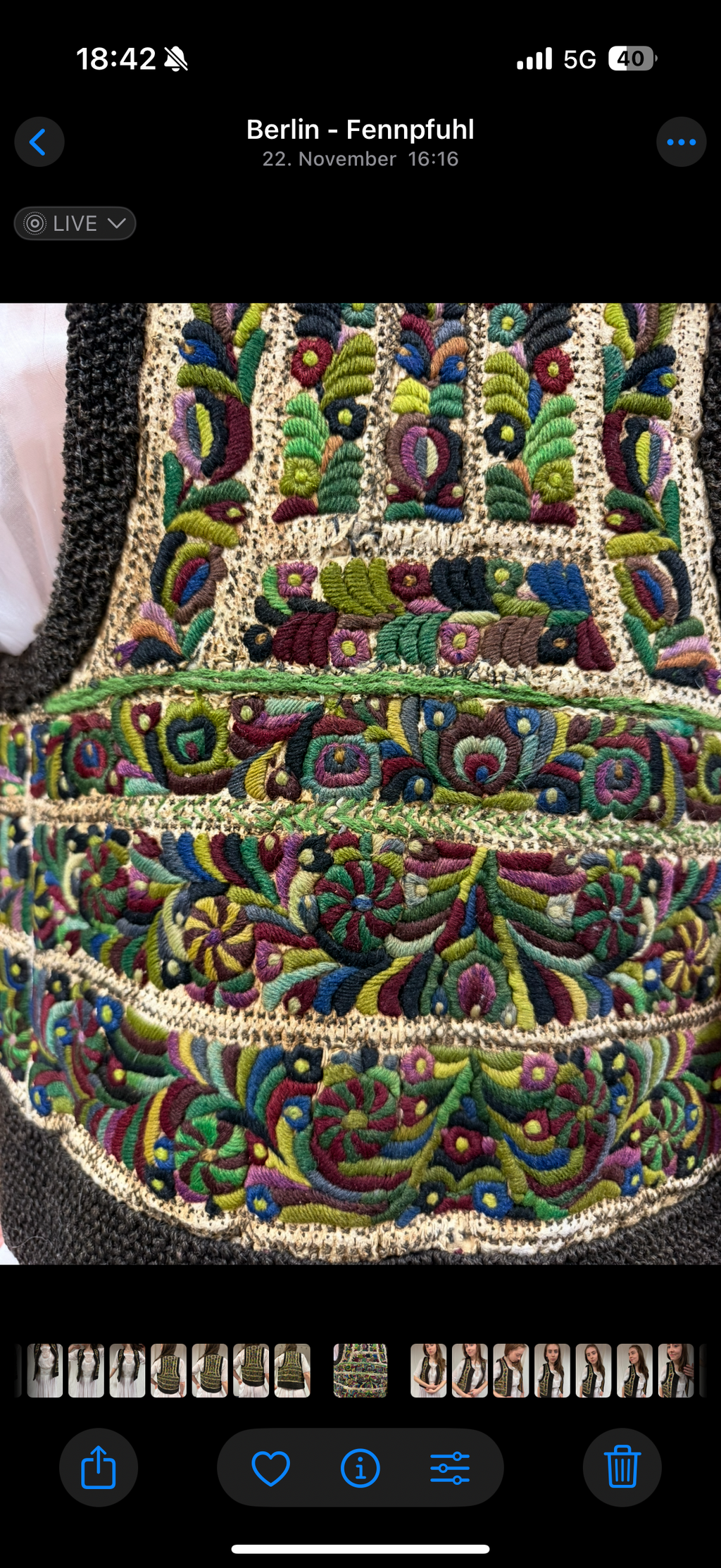 Early-mid 20th Century Romanian Transylvanian Leather Sheepskin Embroidered Vest