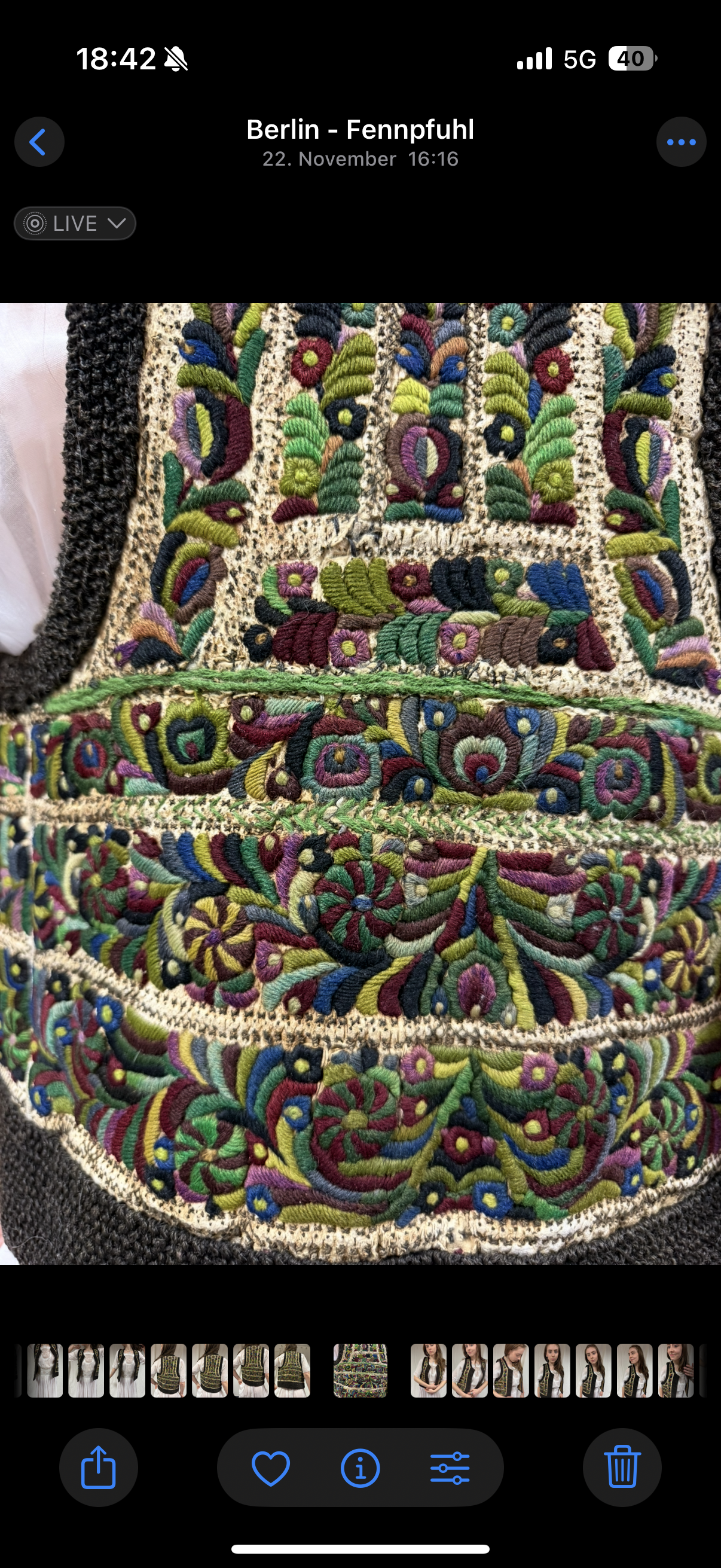 Early-mid 20th Century Romanian Transylvanian Leather Sheepskin Embroidered Vest