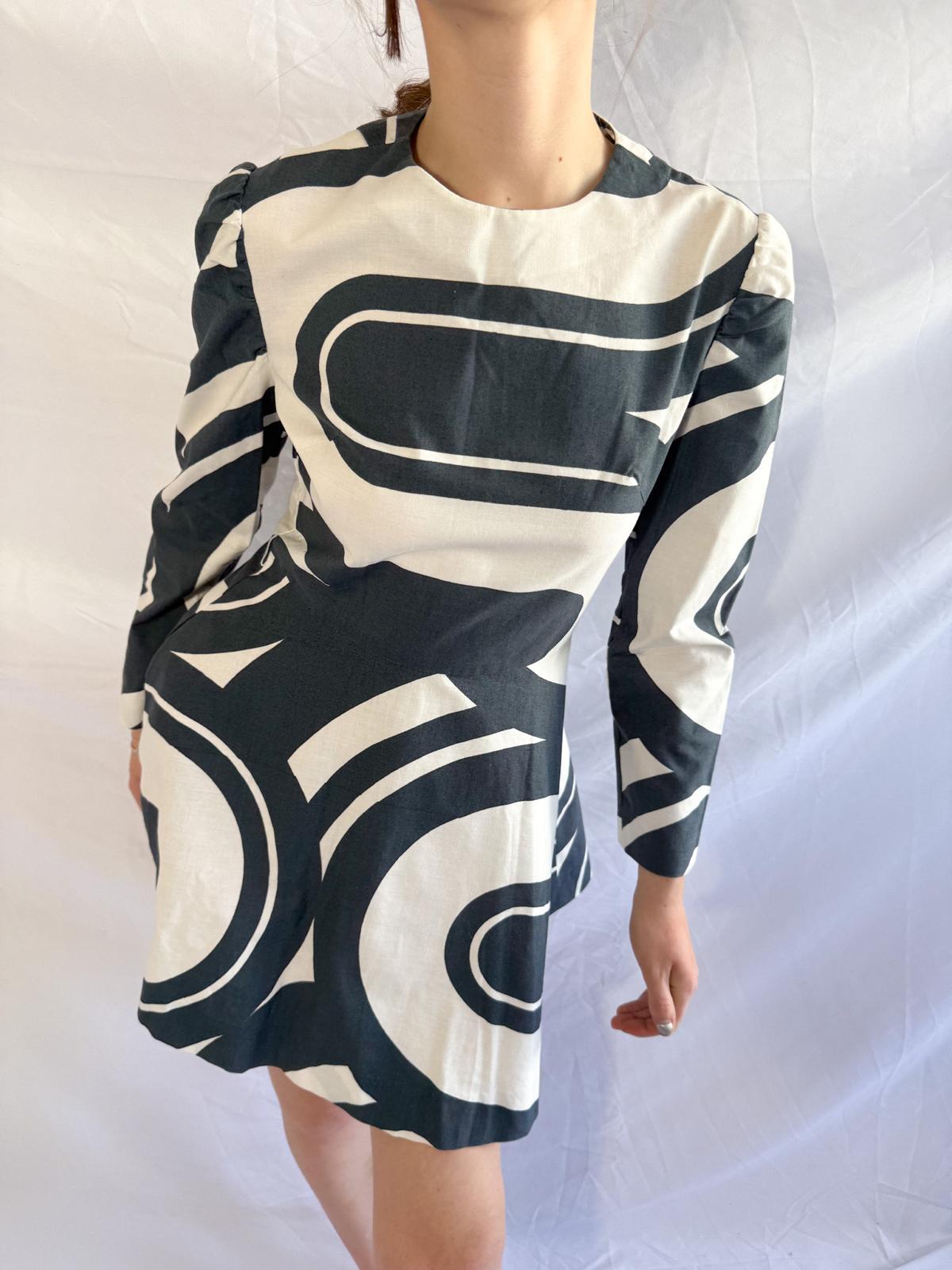 1970s Finnish Printed Cotton Fit and Flare Minidress