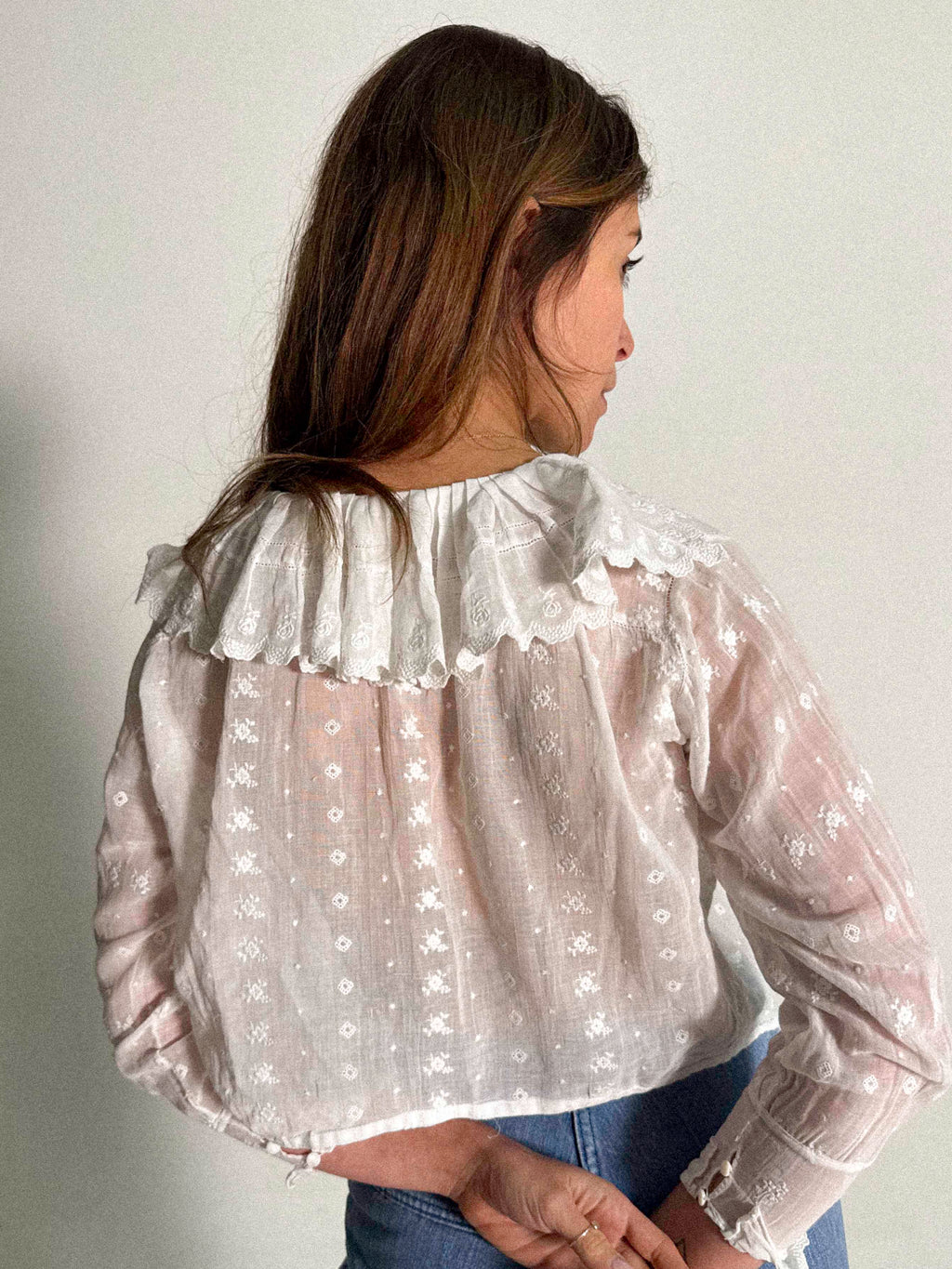 Bluse aus Baumwollgaze im späten Edwardianischen Stil