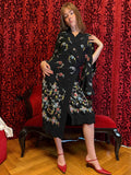 Antique 1920s Embroidered Blooms French Crepe Kimono Robe