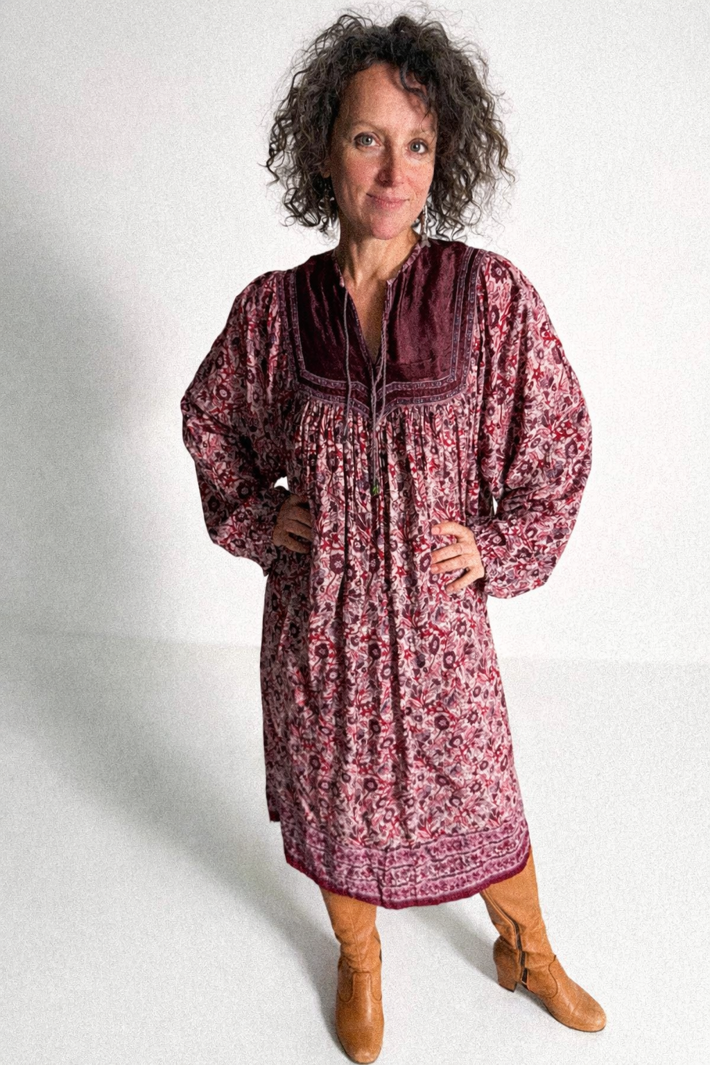 Baumwollgaze-Kleid aus den 1970er Jahren